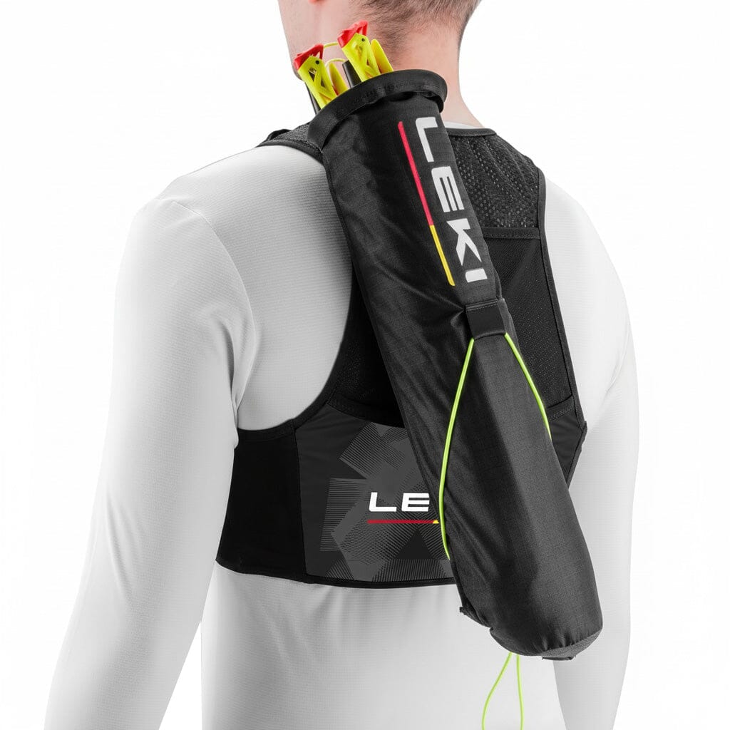 LEKI Trail Running Quiver Vest Black/Bright Red/Shuttle Grey S-M 