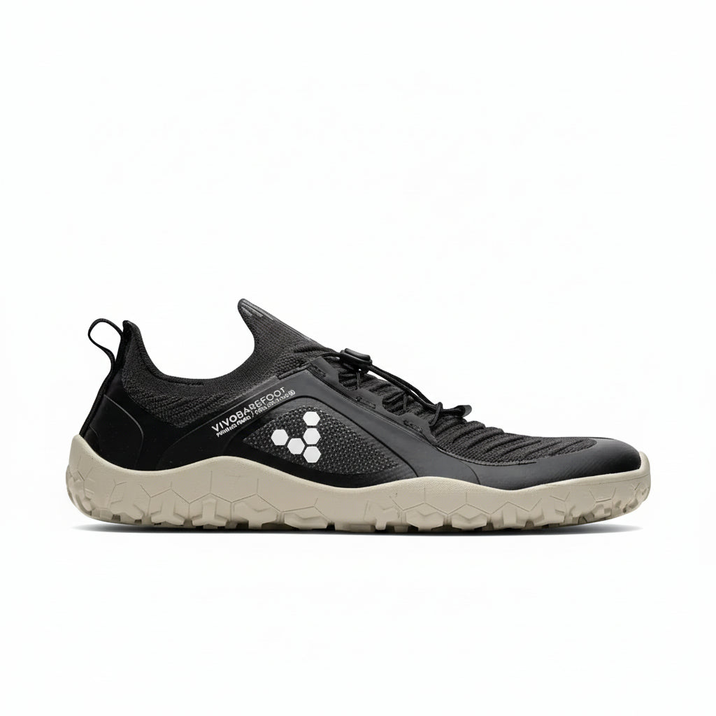 Vivobarefoot Primus Trail Knit FG Mens Barefoot Shoes Obsidian/Limestone US 7 EU 40 