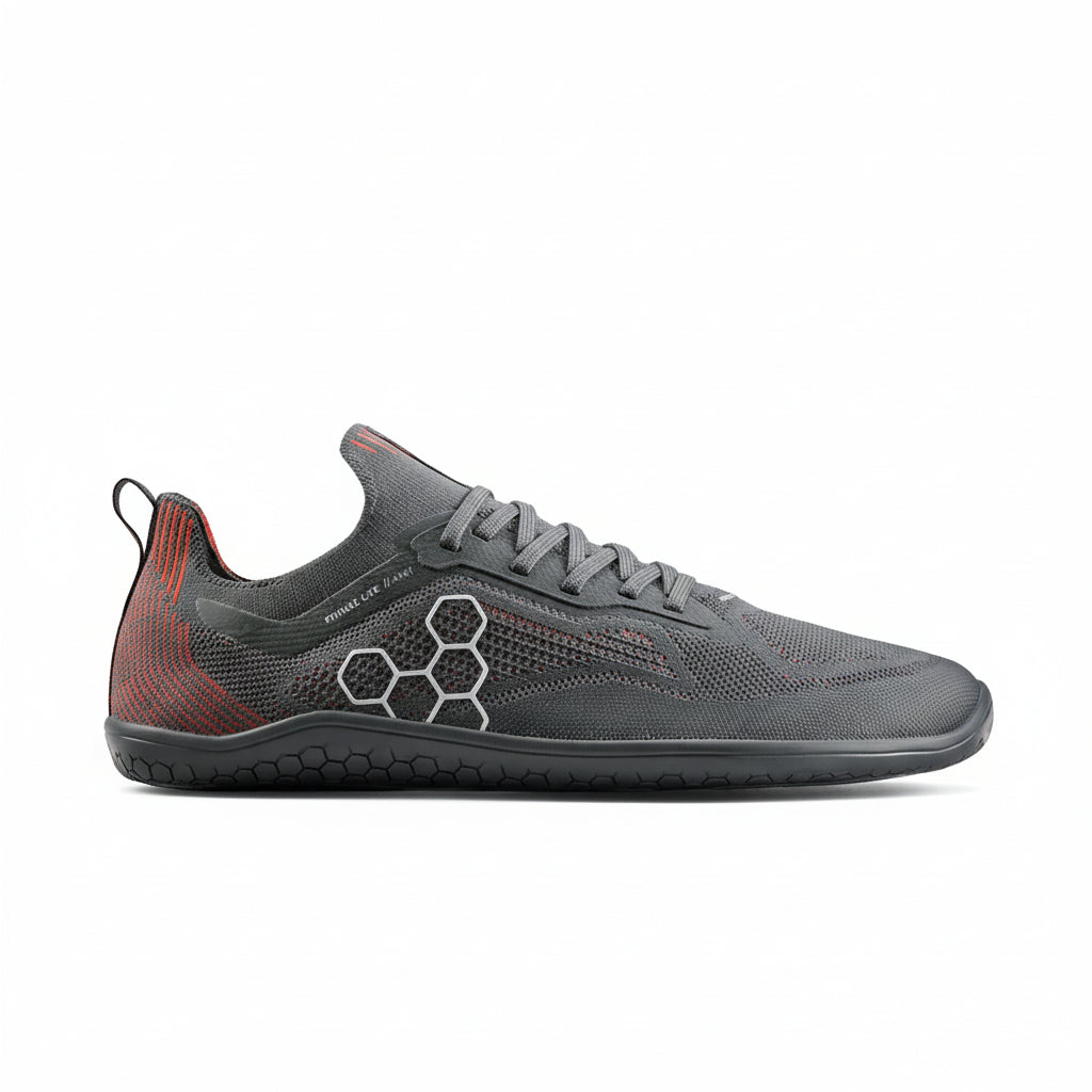 Vivobarefoot Primus Lite 針織男款赤腳鞋 - 黑曜石/櫻桃番茄