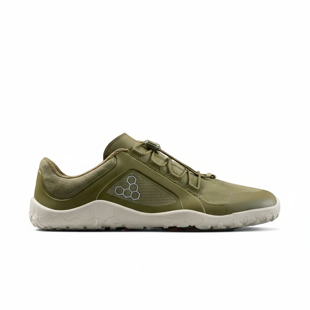 Vivobarefoot Primus Trail III All Weather FG Mens Barefoot Shoes Dark Olive/ White US 8 EU 41 