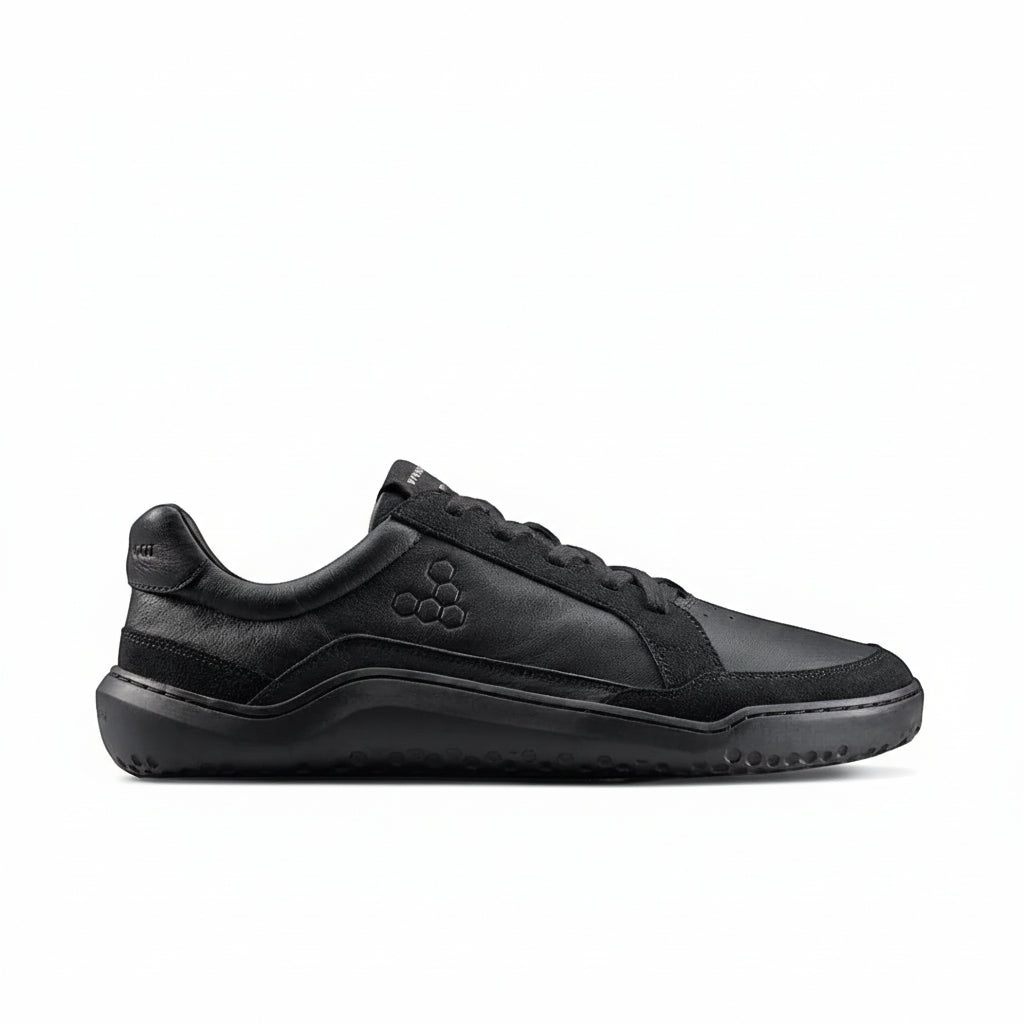 Vivobarefoot Gobi II Sneaker Premium Leather Mens Barefoot Shoes Triple Obsidian US 7 EU 40 