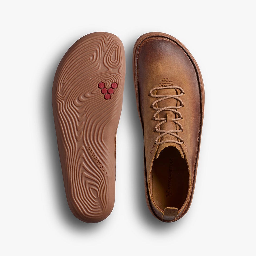 Vivobarefoot Sensus Moc Lace Up Leather Mens Barefoot Shoes Dark Tan US 7 EU 40 