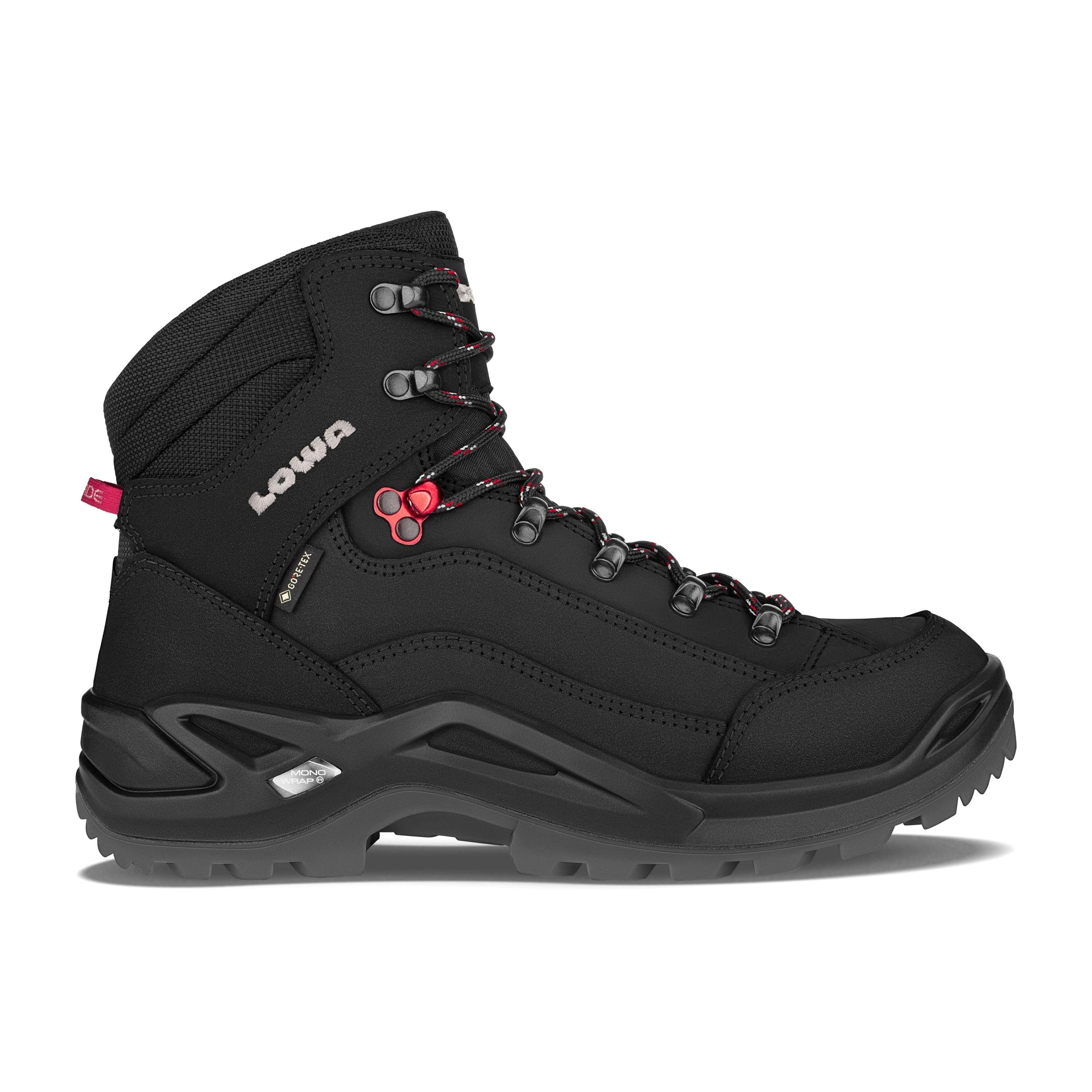 Lowa Men's Renegade GTX Mid Hiking Shoes Black/Ruby Red UK 9.5 
