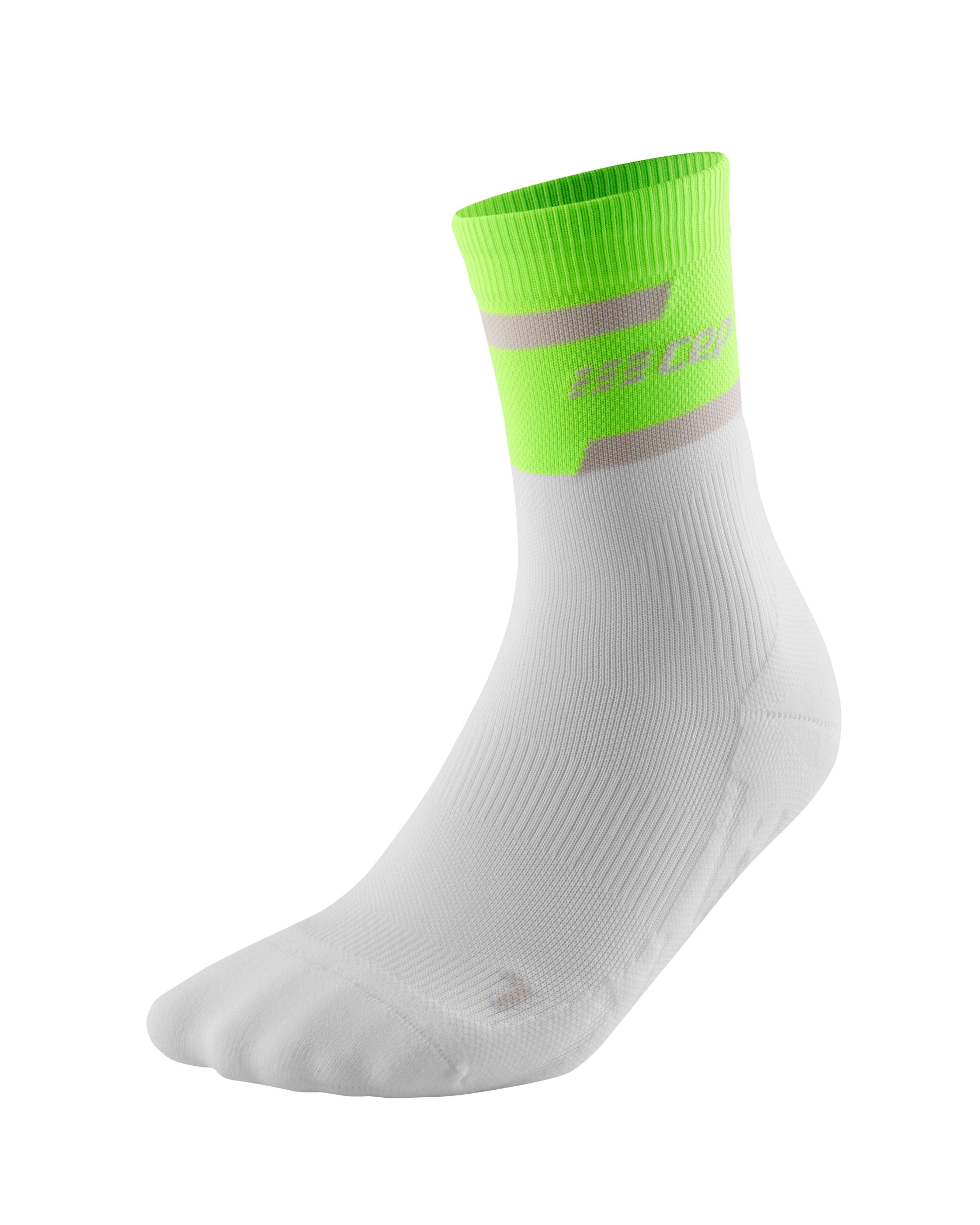 CEP The Run Compression Mid Cut Socks 4.0, Women Lime Green/White SM 