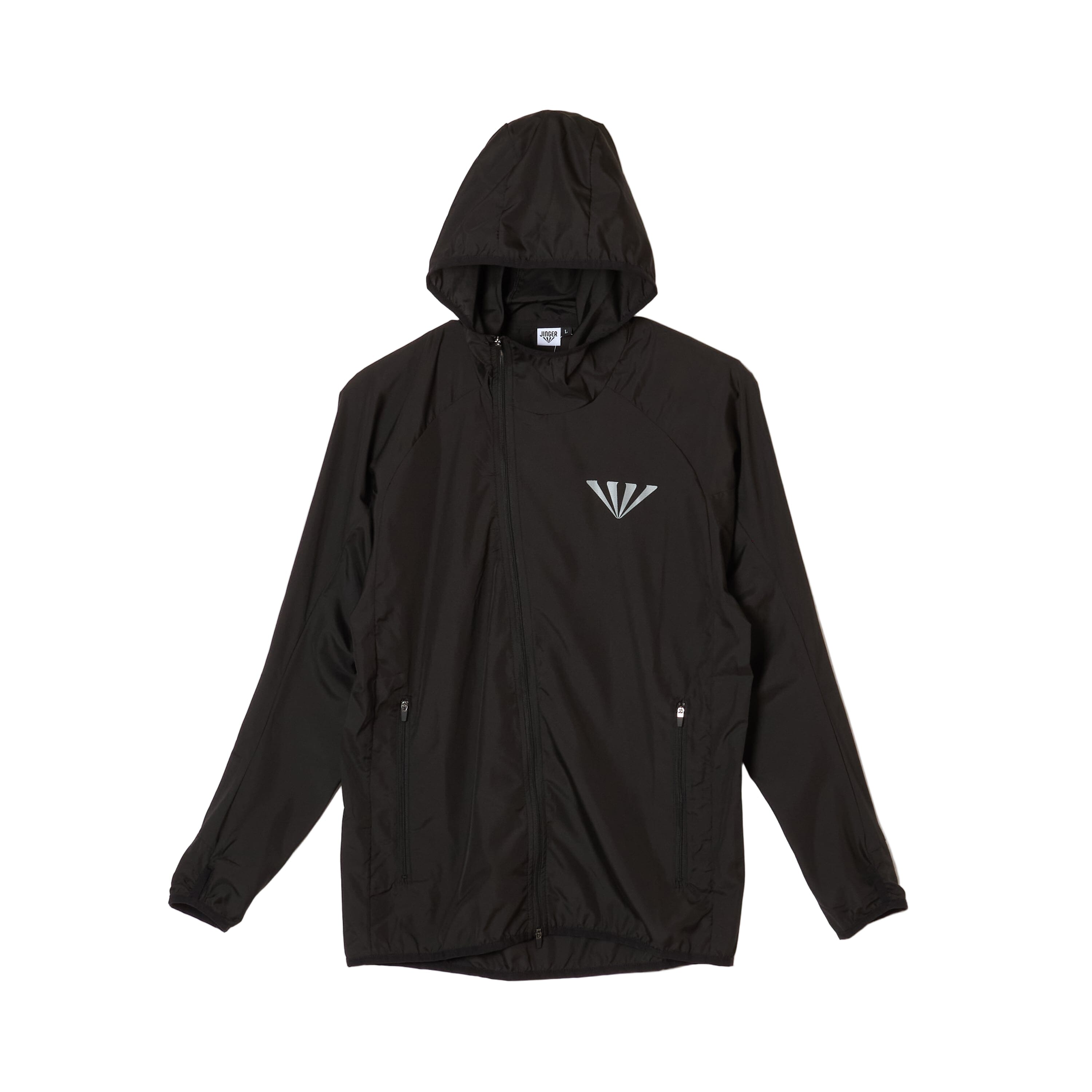 JINGER Unisex's Hooded Running Jacket J-3009 Black XS 