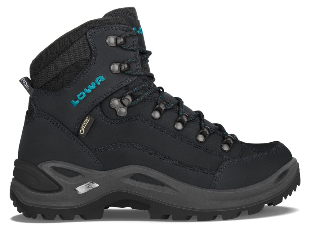 Lowa Women's Renegade GTX Mid Hiking Shoes Asphalt/Turquoise Wide UK 4.5