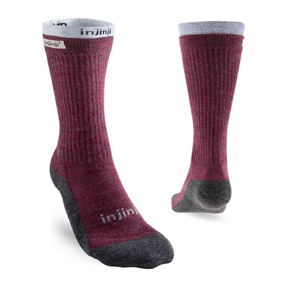 Injinji Women's Liner + Hiker Crew Socks Maroon XS/S 