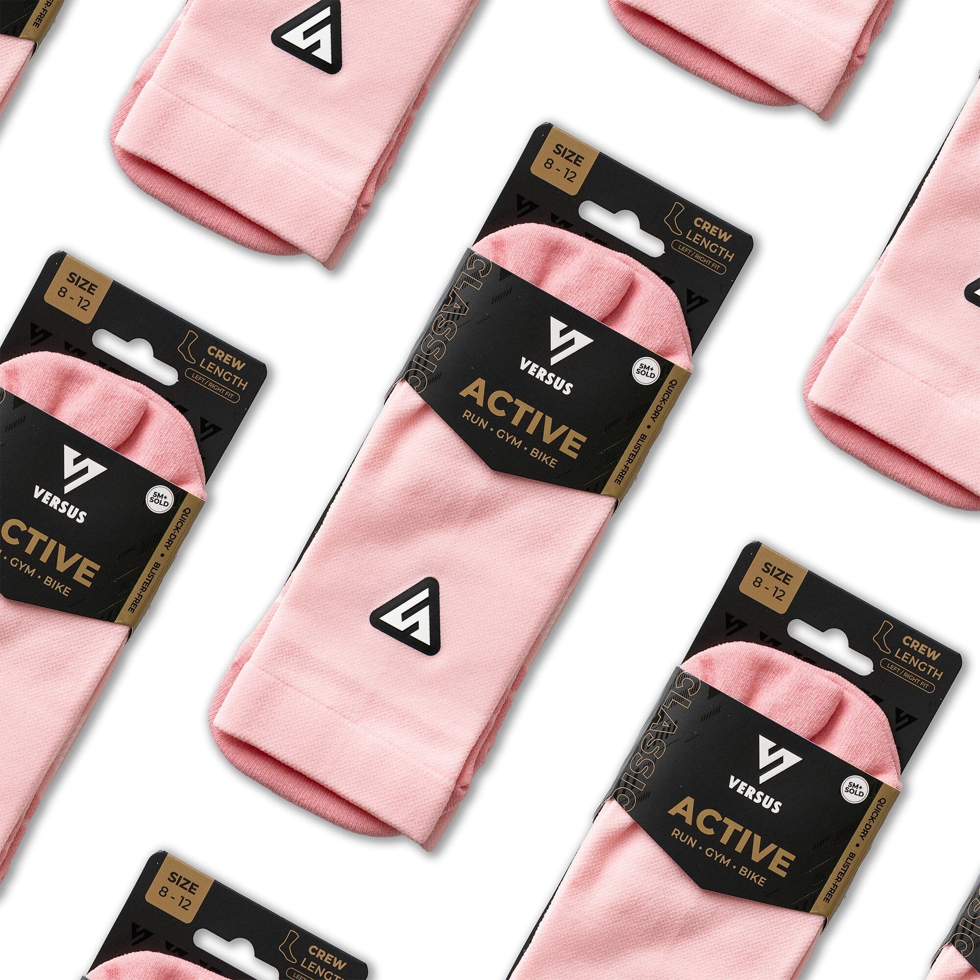 Versus Classic Pastel Pink Active Crew Tab Socks 