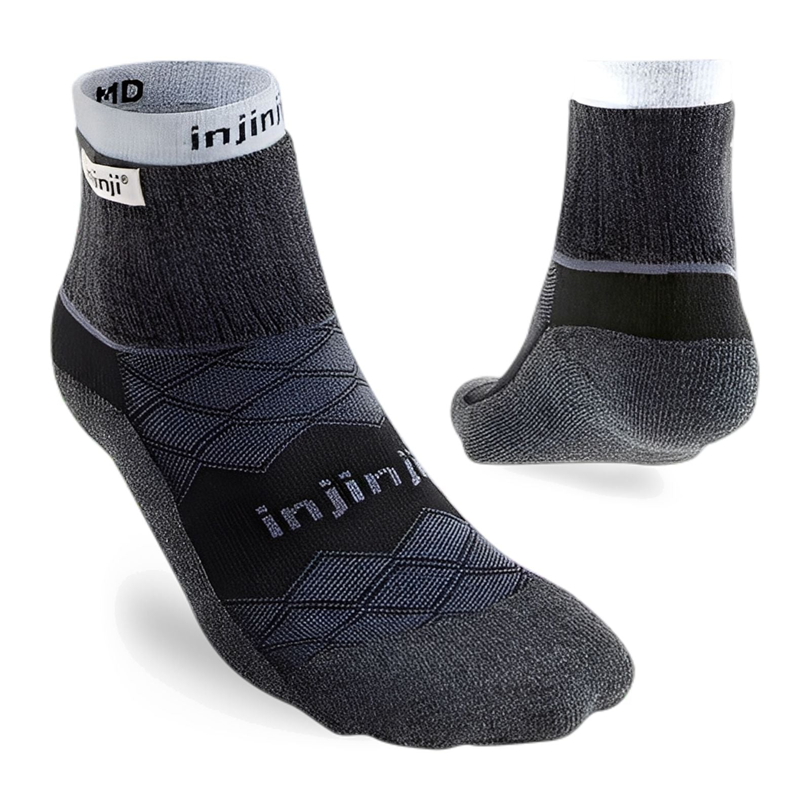 Injinji Men's Liner + Runner Mini‑Crew Socks Black XS/S 