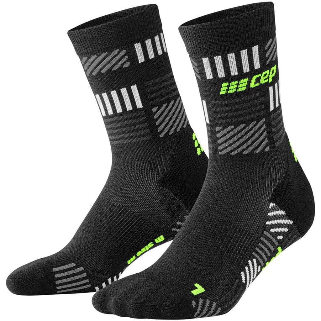 CEP The Run Limited Compression Mid Cut Socks 4.0, Men Black/Neon Yellow IV 