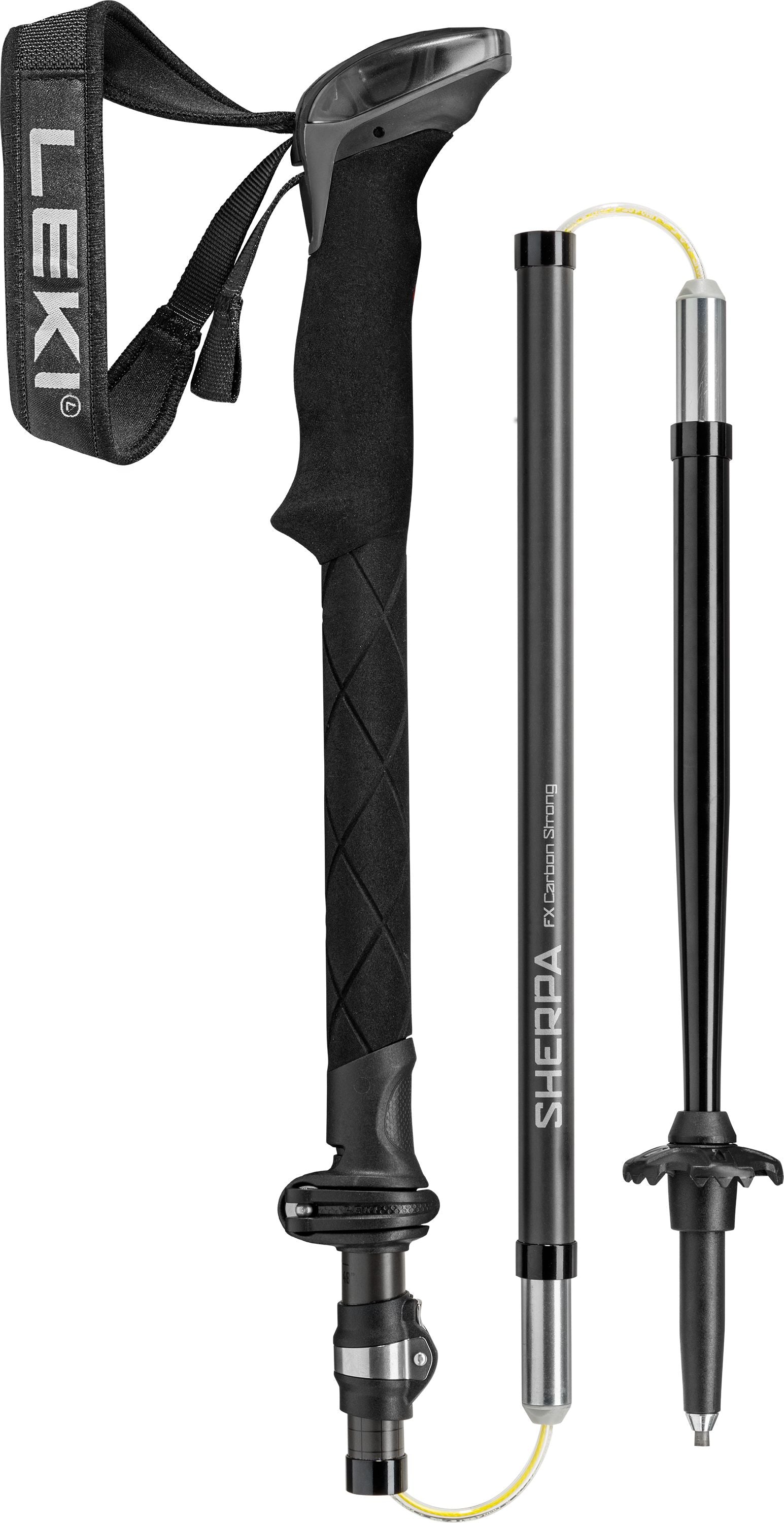 LEKI Sherpa FX Carbon Strong Unisex Trekking Poles 2026 (1 Pair) Black/Natural Carbon/Light Anthracite 120-140cm 