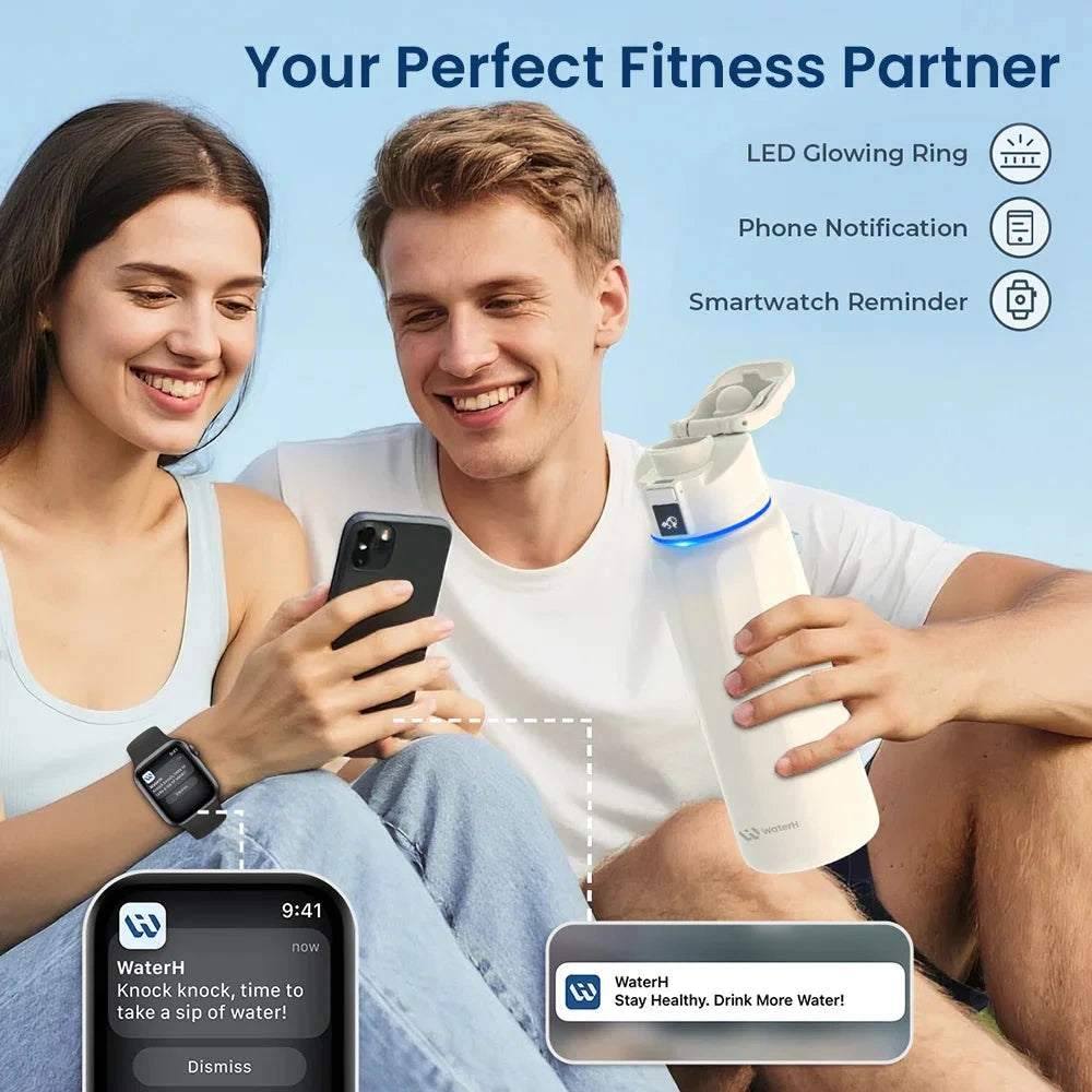WaterH Boost Smart Water Bottle: 24 oz Hydration Tracker with APP & Insulation 