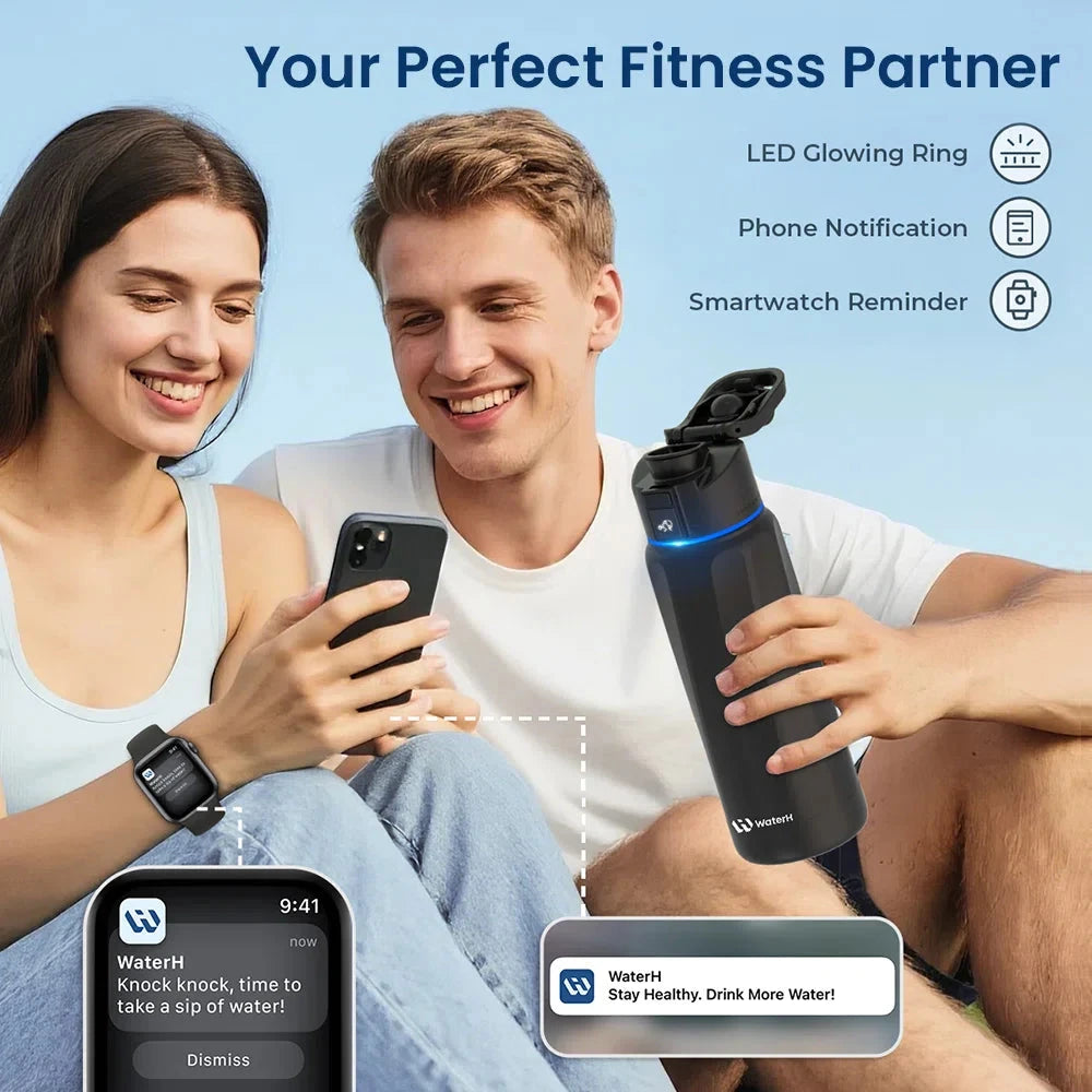 WaterH Boost Smart Water Bottle: 24 oz Hydration Tracker with APP & Insulation 