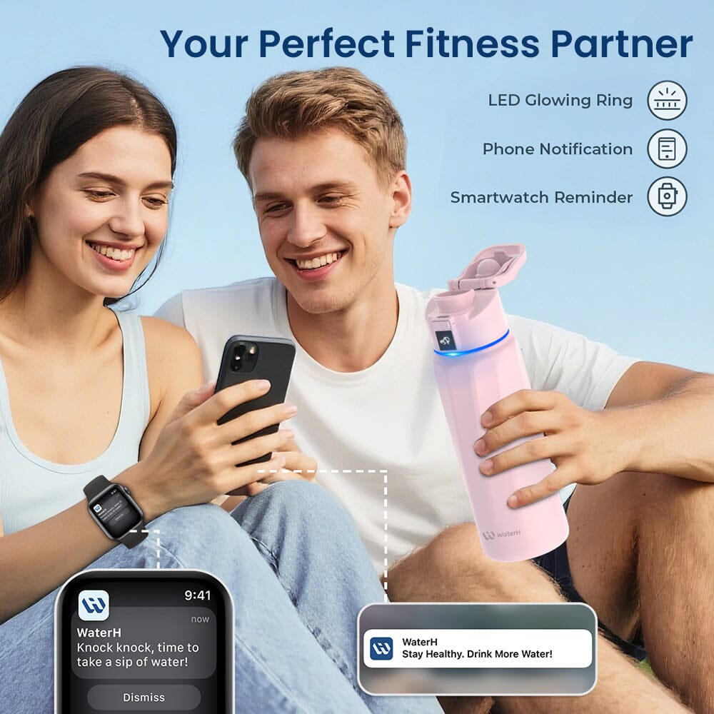 WaterH Boost Smart Water Bottle: 32 oz Hydration Tracker with APP & Insulation 