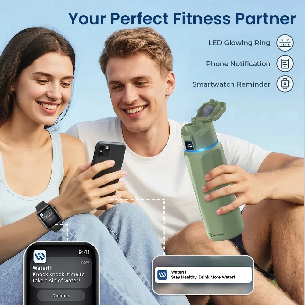 WaterH Boost Smart Water Bottle: 24 oz Hydration Tracker with APP & Insulation 