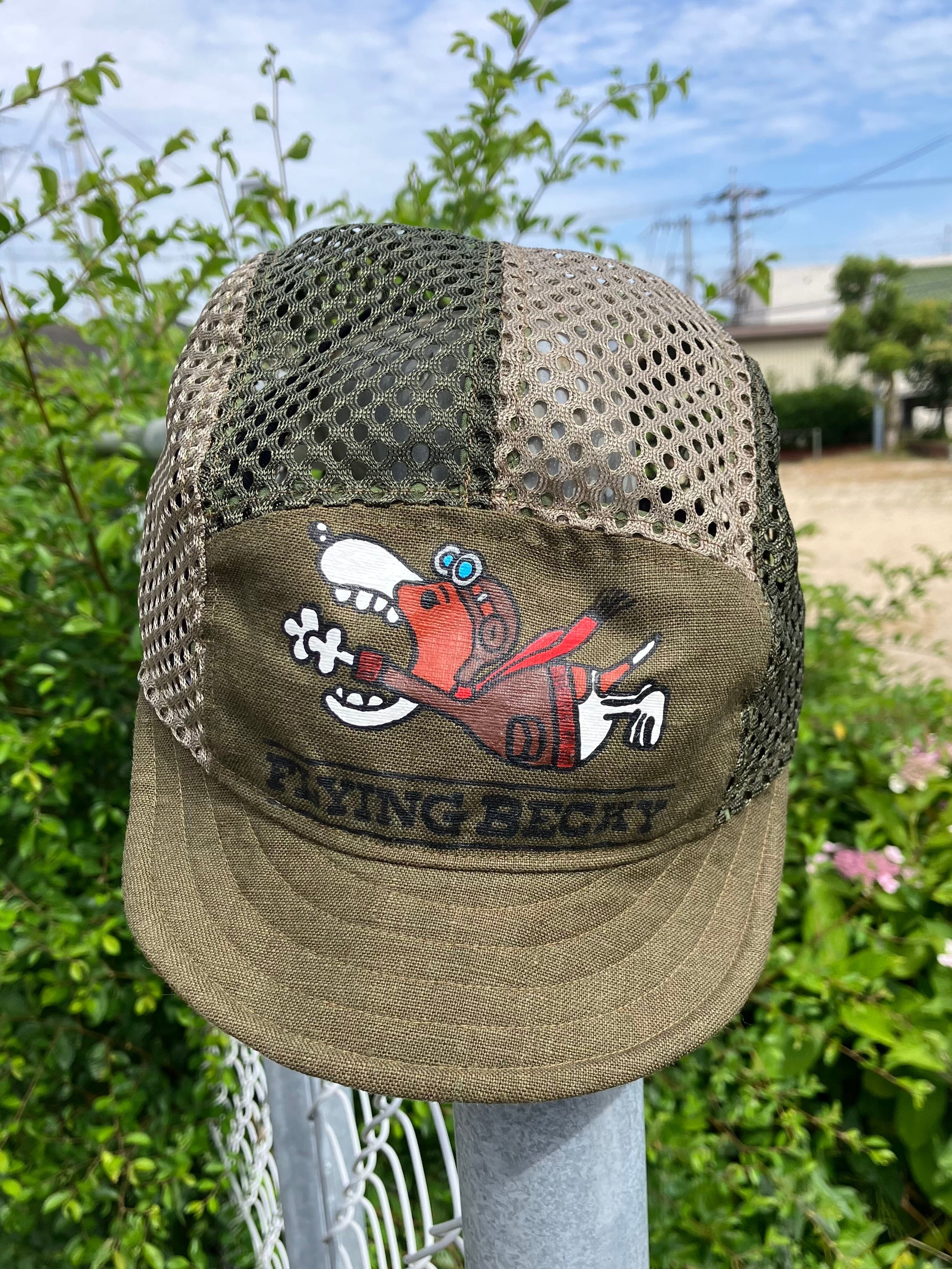CACHALOT cycleworks FLYING BECKY Linen Hand Paint Jet Cap – Brown
