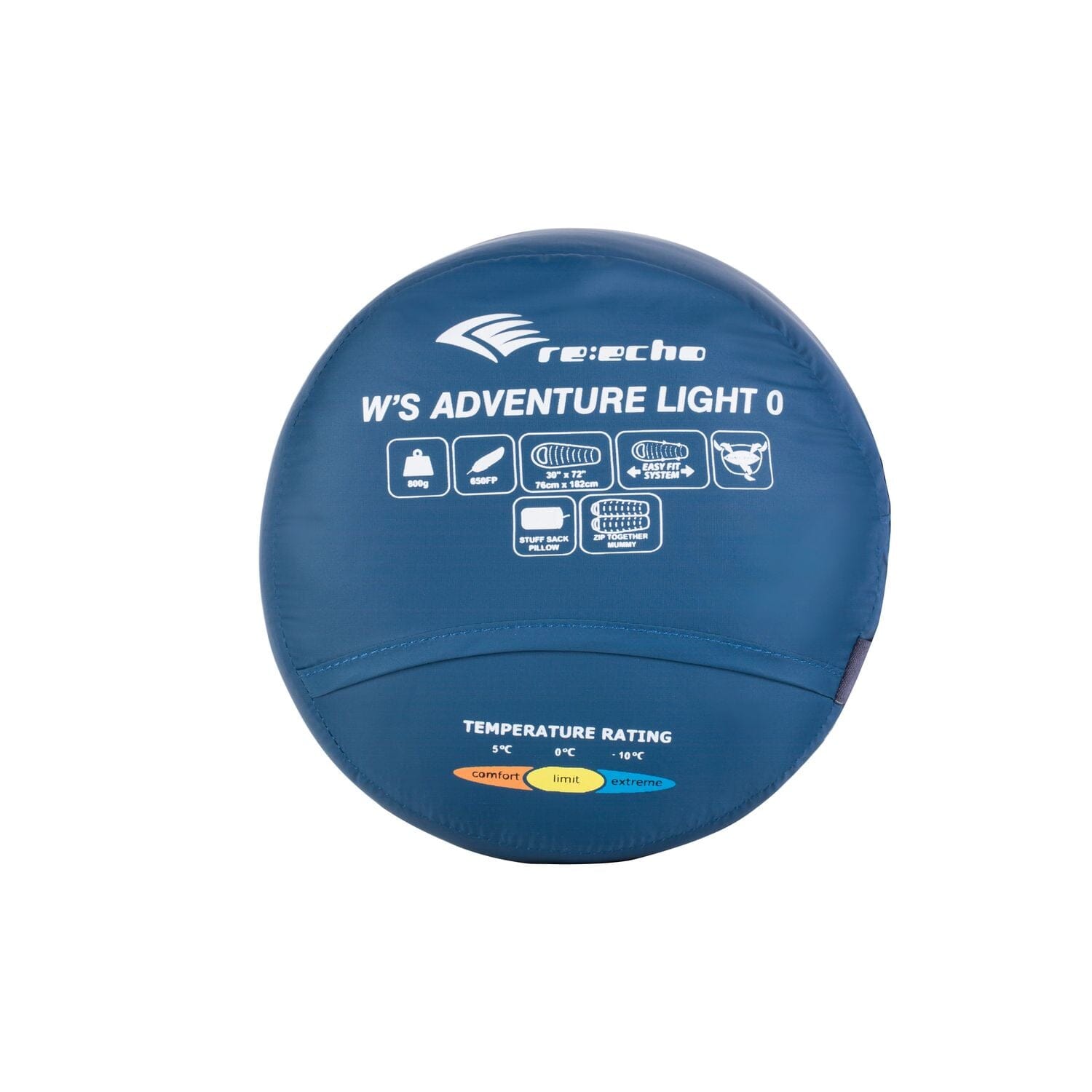 Reecho Women's Adventure Light 0℃ ultralight Down Sleeping Bag Arctic Blue/Midnight Blue Left 