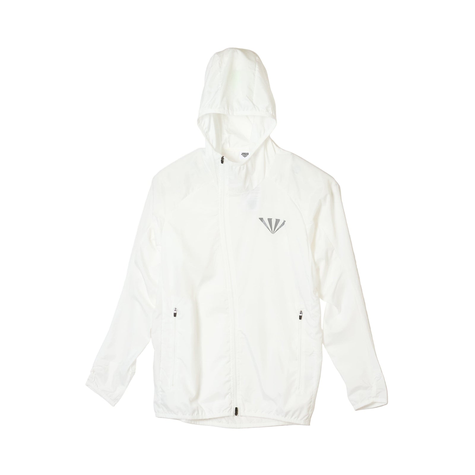 JINGER Unisex's Hooded Running Jacket J-3009 White XS 