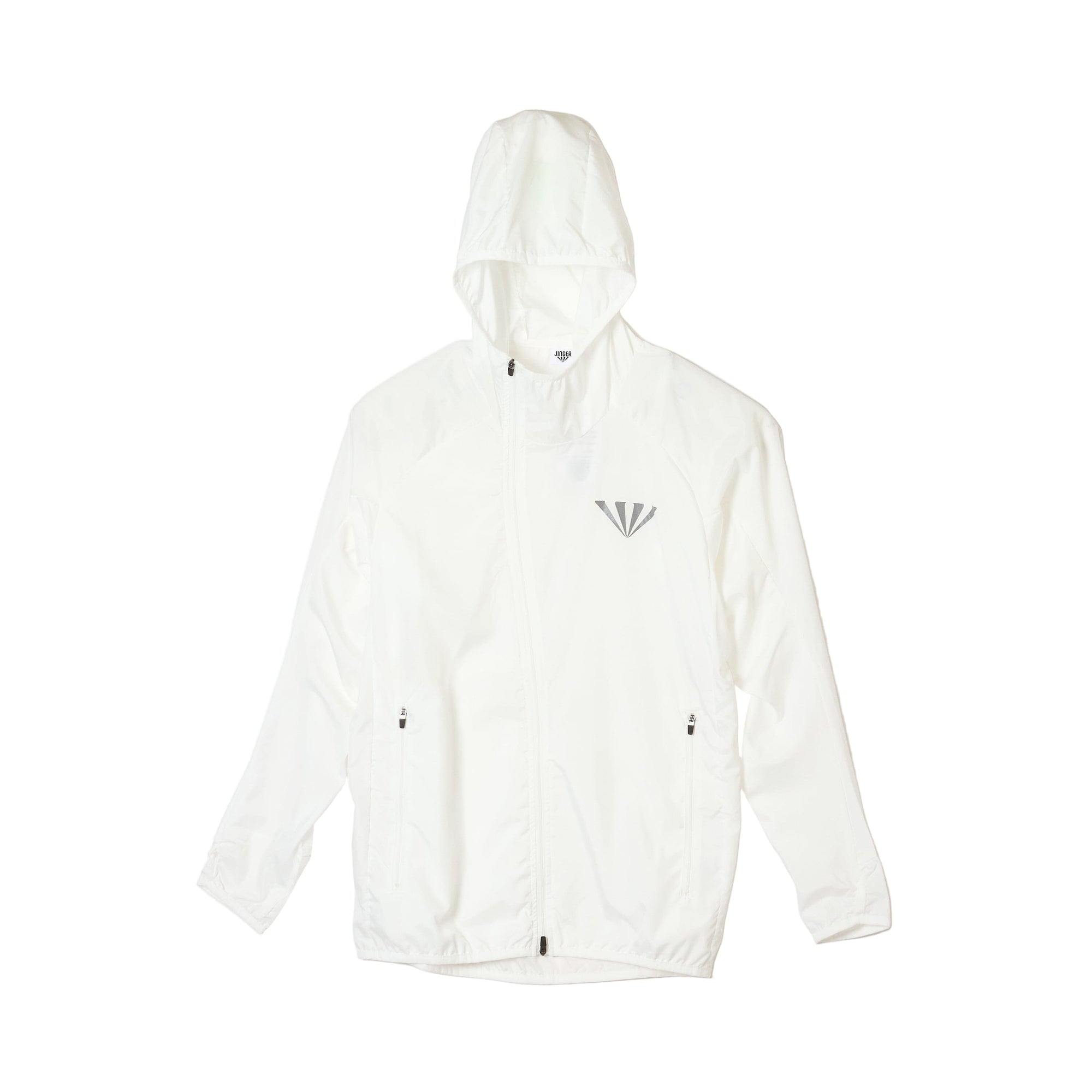 JINGER Unisex's Hooded Running Jacket J-3009 White XS 