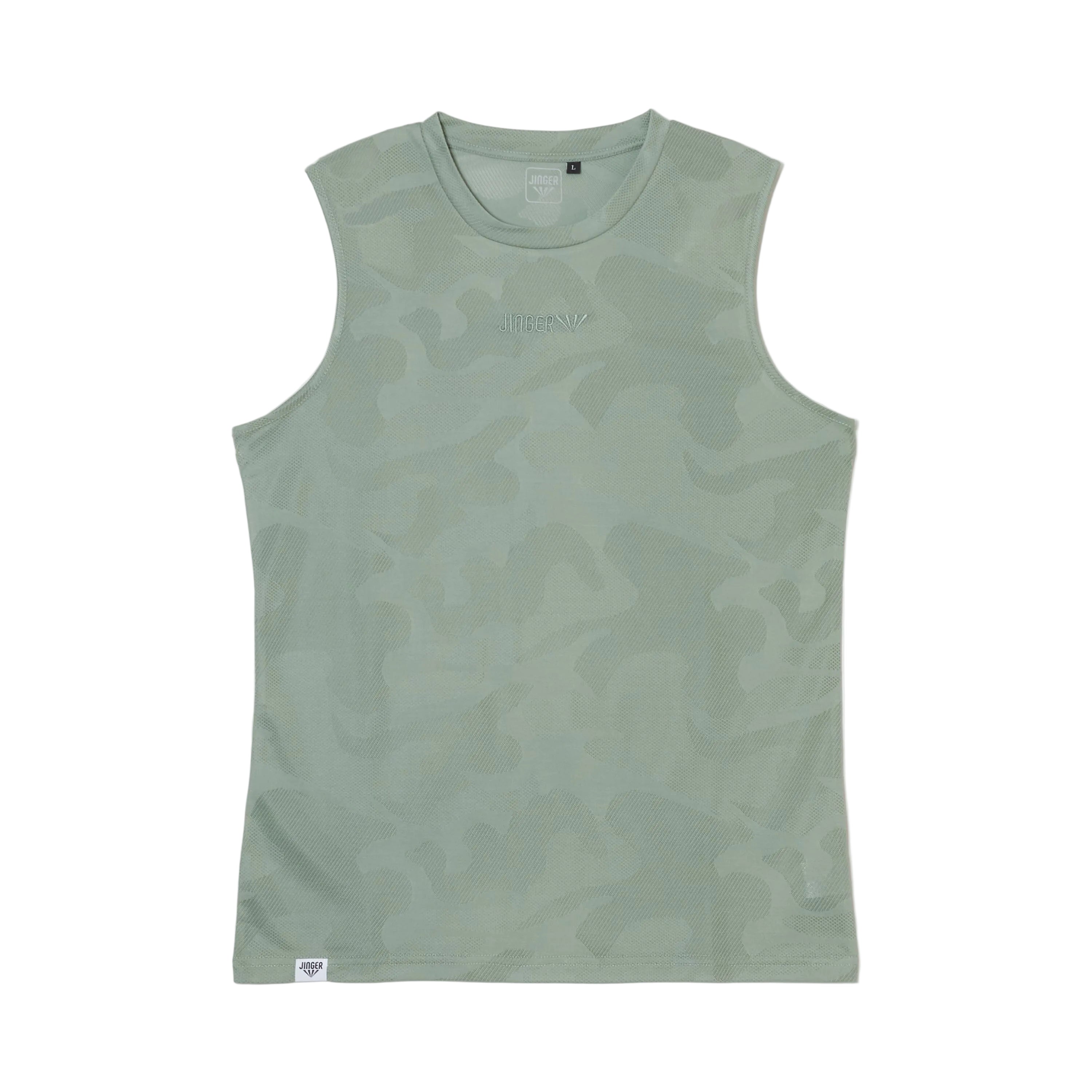JINGER Men's Seamless Running Tank Top JM-6032 Khaki S 