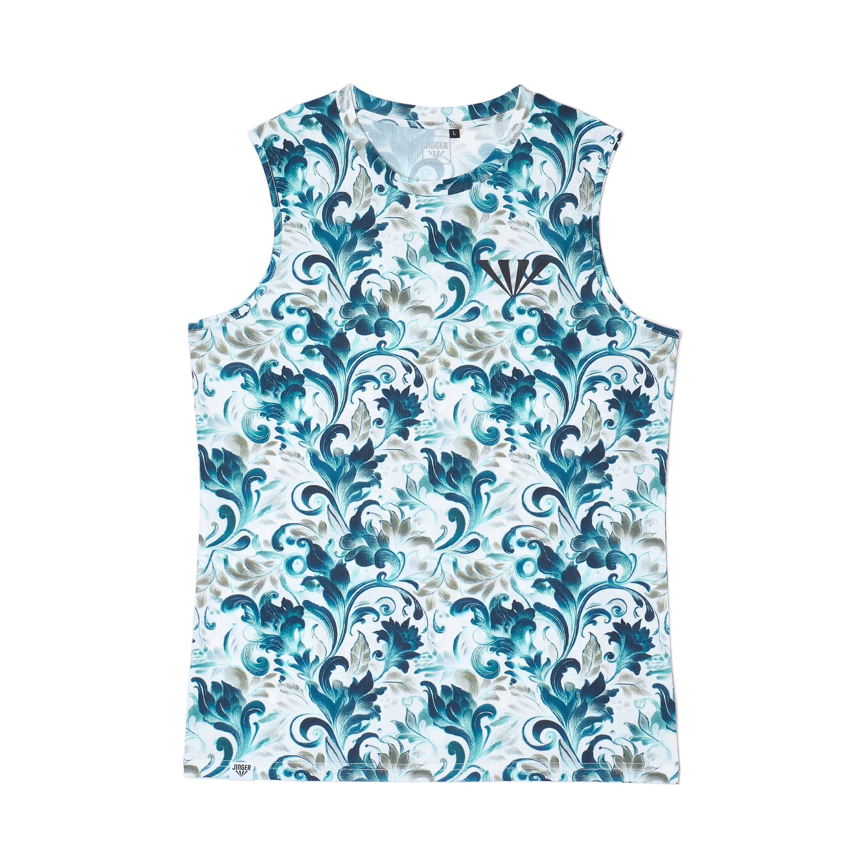 JINGER Men's Seamless Running Tank Top JM-6029 Blue M 