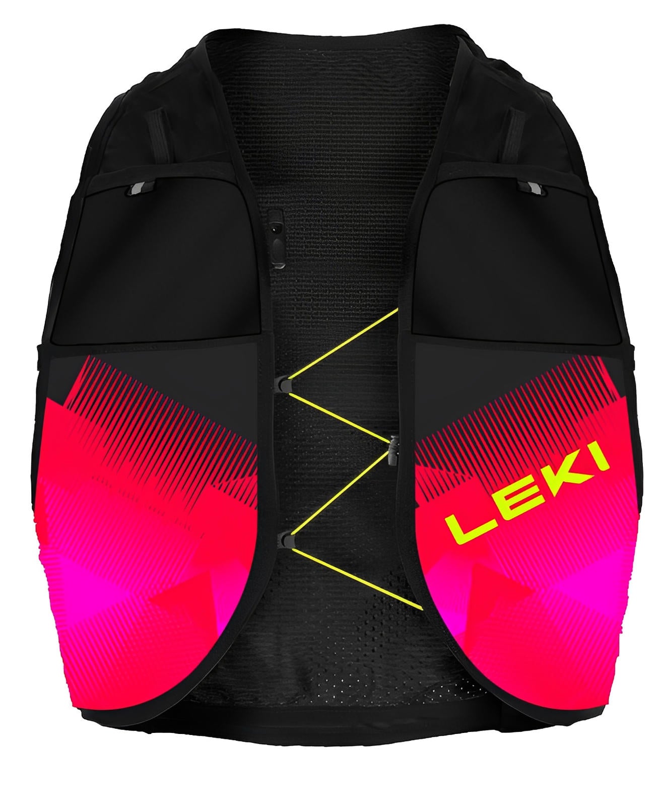 LEKI Trail Running Quiver Vest Black/Bright Red/Neon Pink S-M 