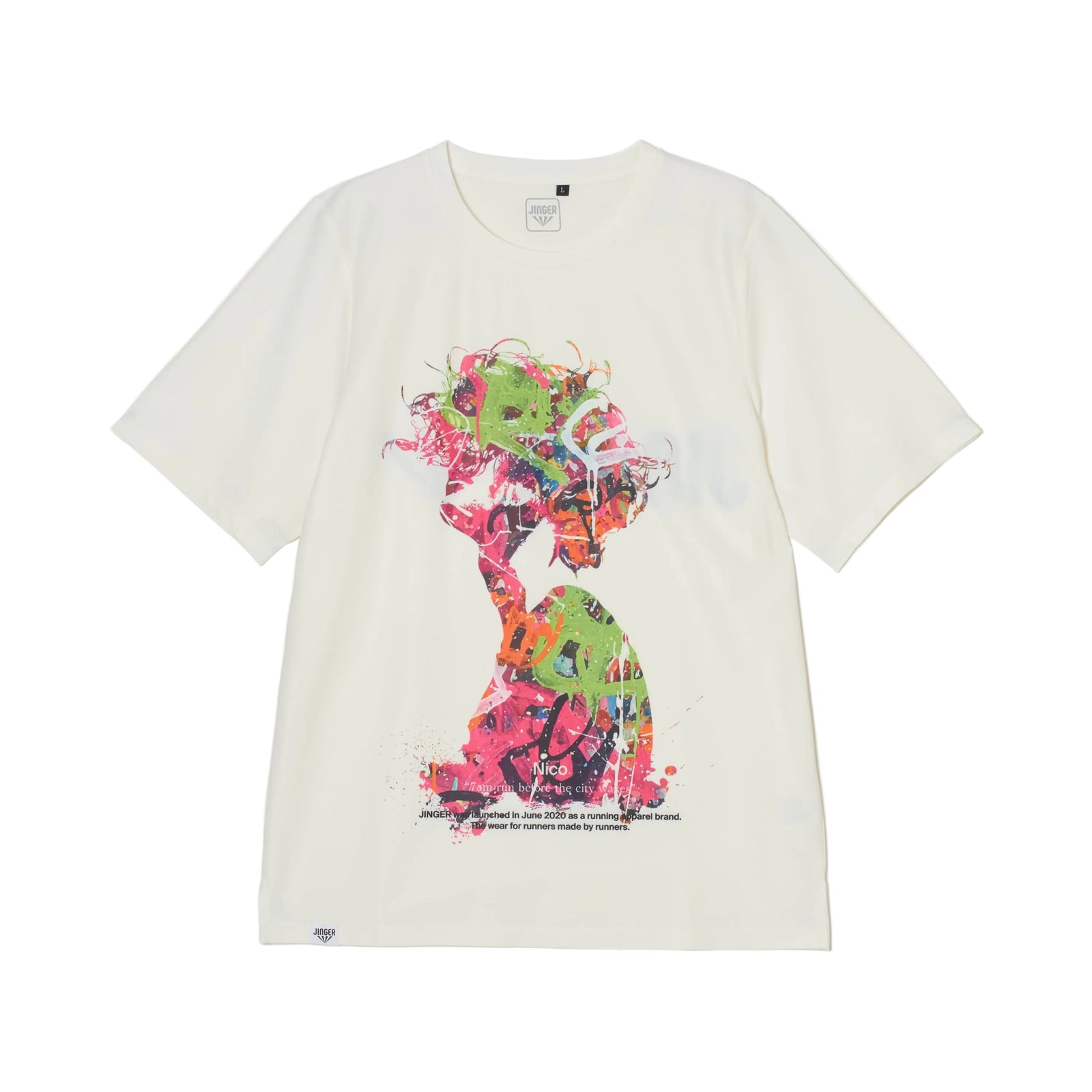 JINGER Unisex Running T-Shirt J-1051 White Pink S 