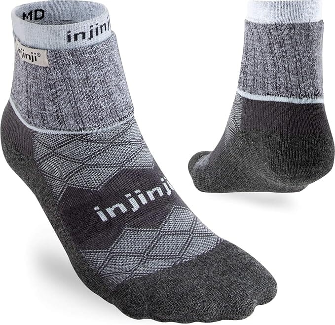 Injinji Women's Liner + Runner Mini-Crew Socks Gray XS/S 