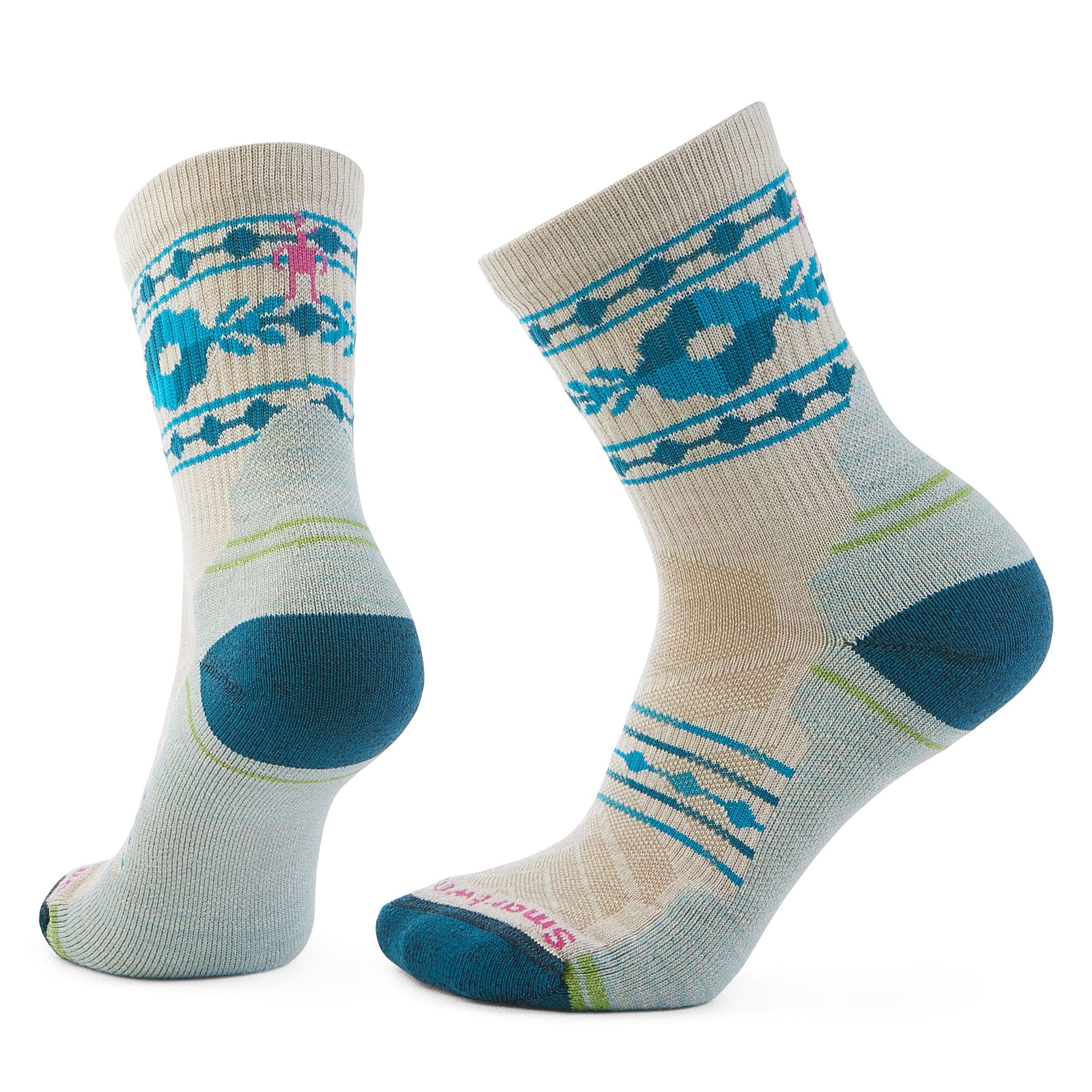Smartwool Women's Hike Light Cushion Retro Floral Mid Crew Socks Moonbeam A81 S (EU 34-37) 