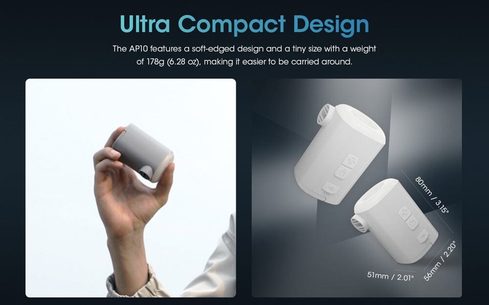 Nitecore AP10 Compact Rechargeable Electric Air Pump with Light 