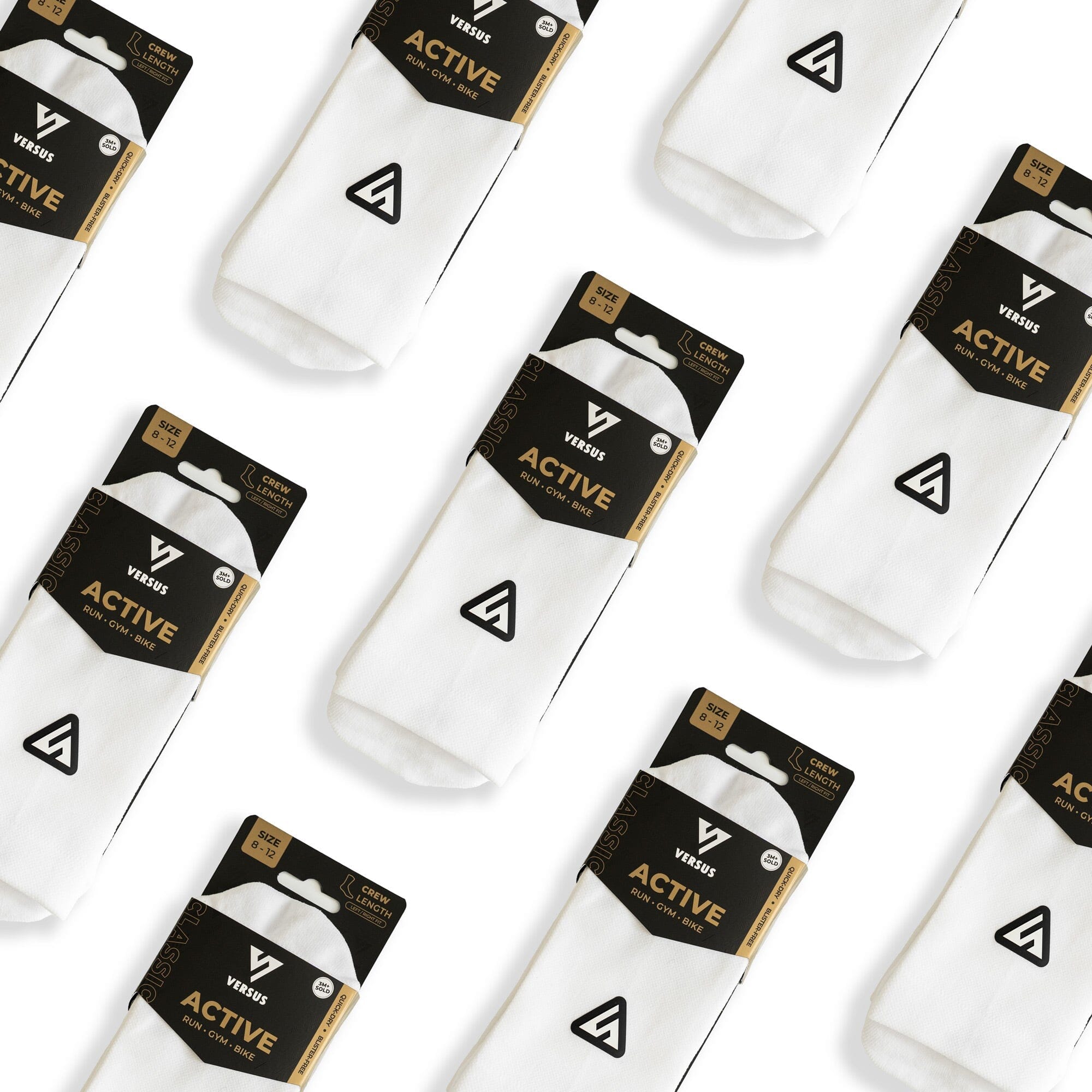 Versus Classic White Active Crew Tab Socks 