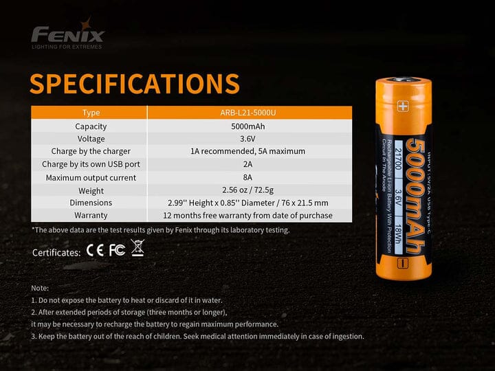 Fenix ARB-L21-5000U Rechargeable Battery 