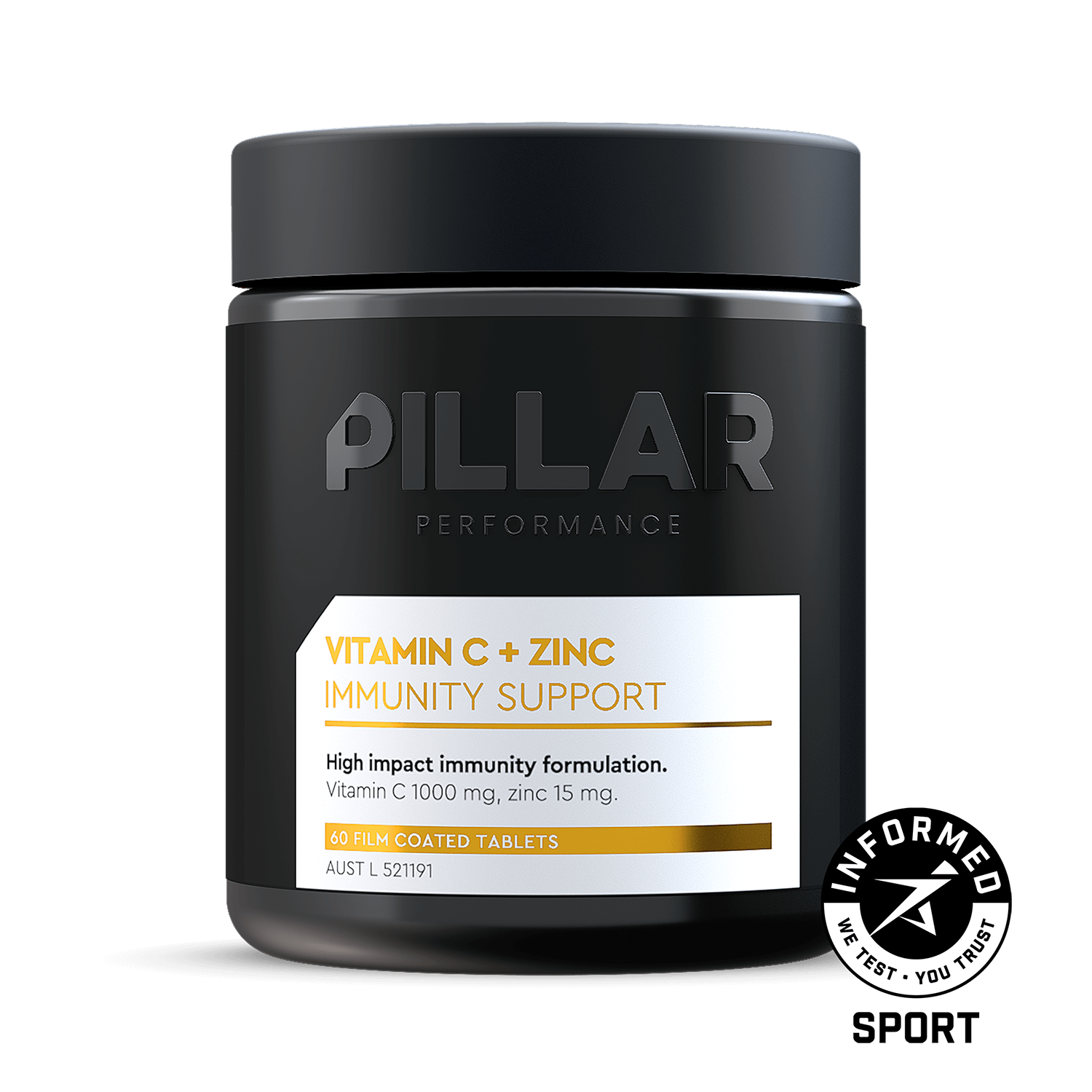 PILLAR Vitamin C + Zinc 60 Tablets