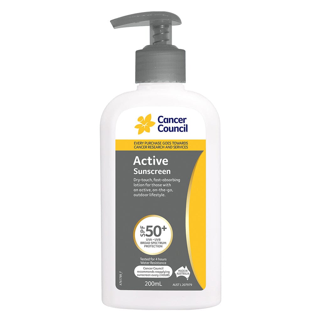 Cancer Council Active Sunscreen SPF50+ PUMP 200ML (New) 