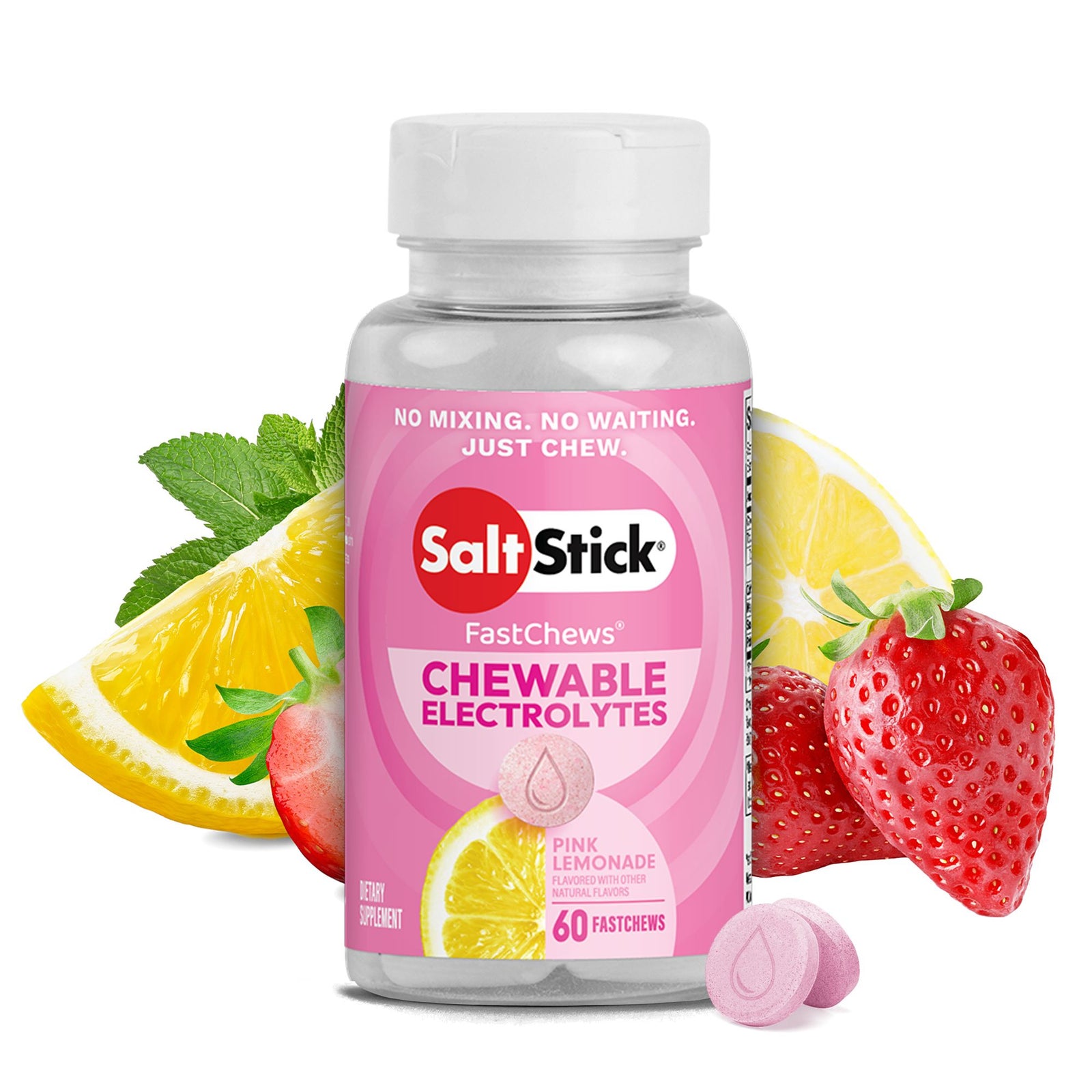 SaltStick 快速咀嚼片 60粒 瓶裝 - 粉紅檸檬水