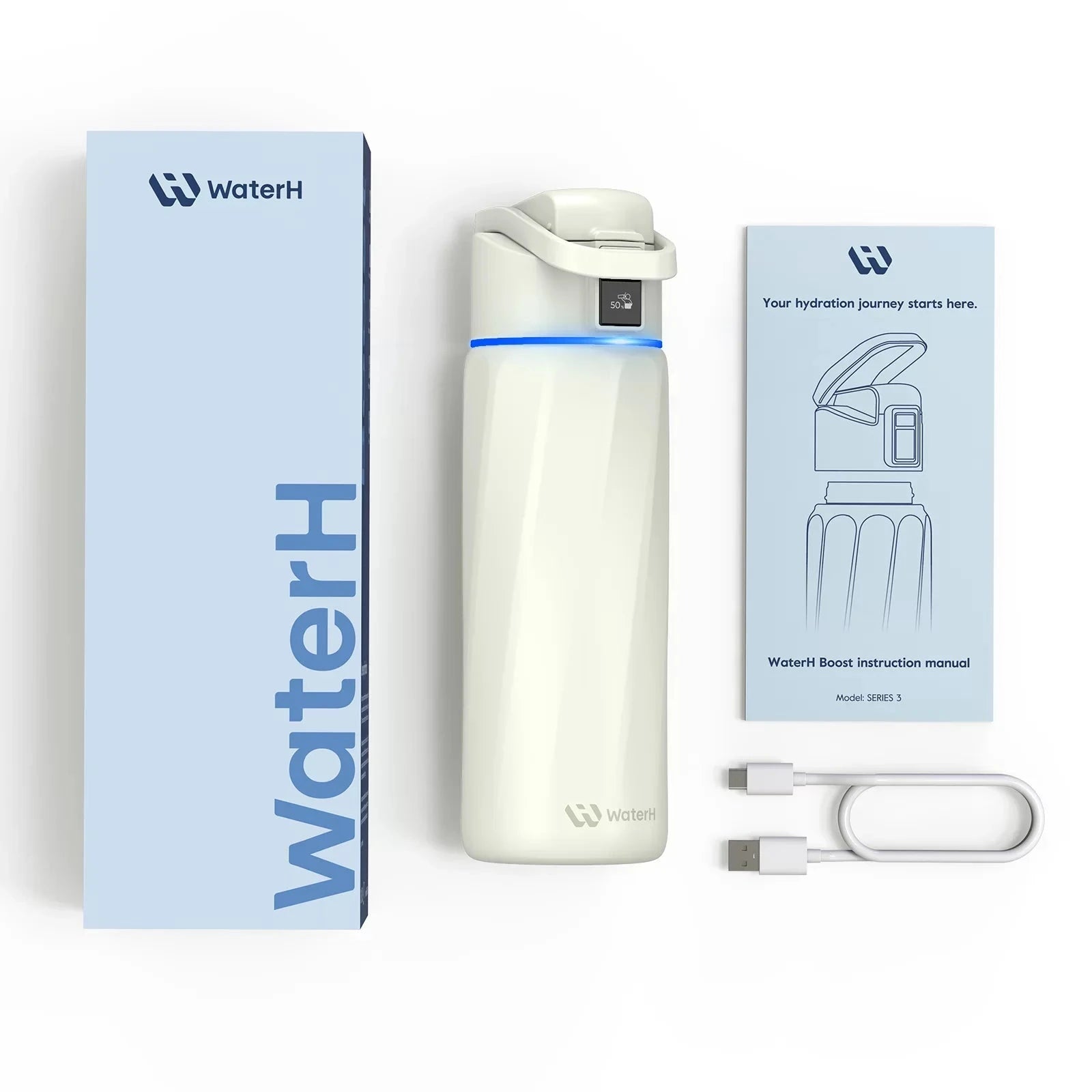 WaterH Boost Smart Water Bottle: 24 oz Hydration Tracker with APP & Insulation 