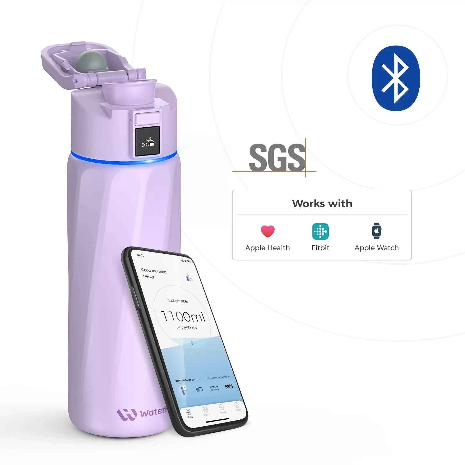 WaterH Boost Smart Water Bottle: 24 oz Hydration Tracker with APP & Insulation 