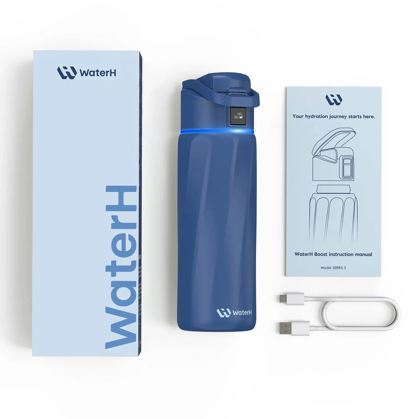 WaterH Boost Smart Water Bottle: 24 oz Hydration Tracker with APP & Insulation 