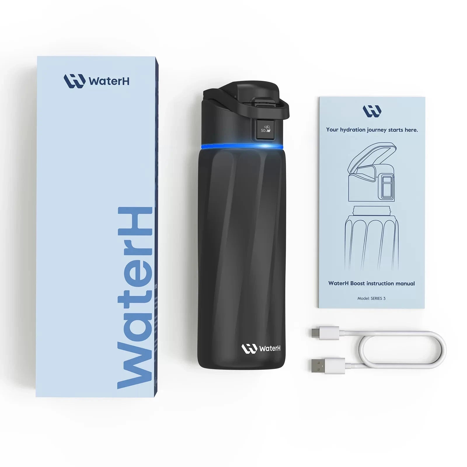 WaterH Boost Smart Water Bottle: 24 oz Hydration Tracker with APP & Insulation 