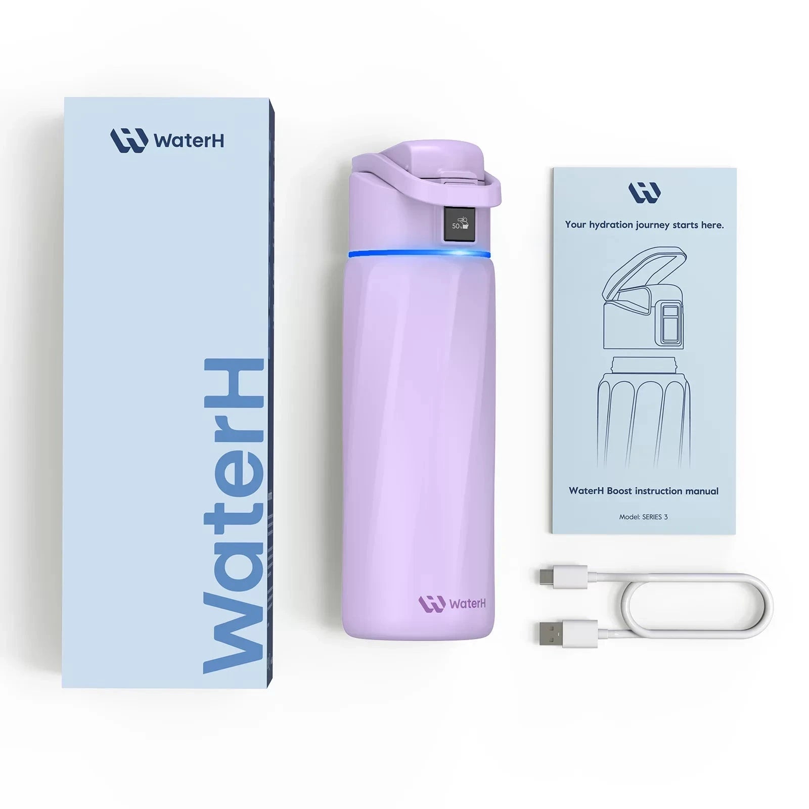 WaterH Boost Smart Water Bottle: 24 oz Hydration Tracker with APP & Insulation 