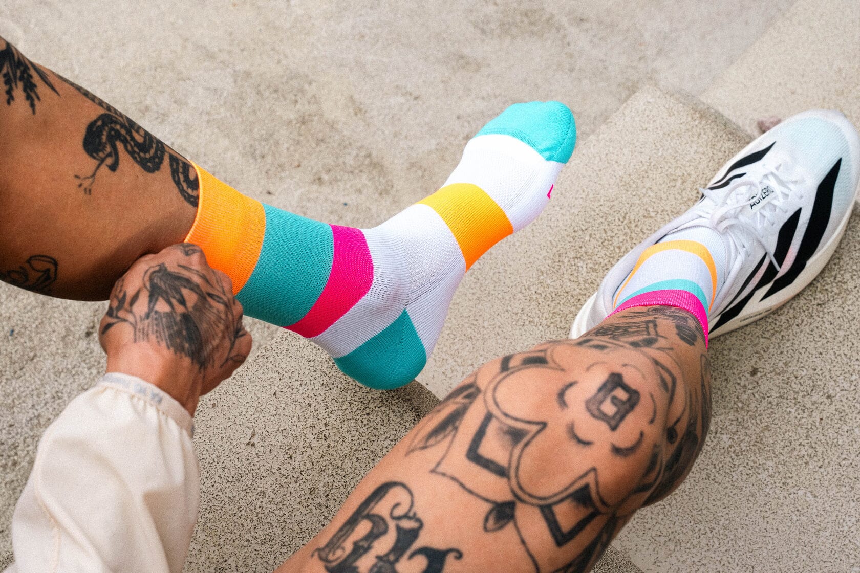 Incylence Running Bands Cyan Orange Socks 