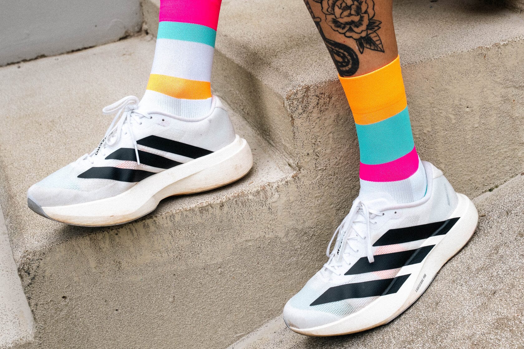 Incylence Running Bands Cyan Orange Socks 