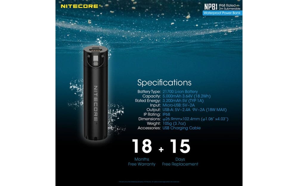 Nitecore NPB1 5000mAh Waterproof Power Bank 