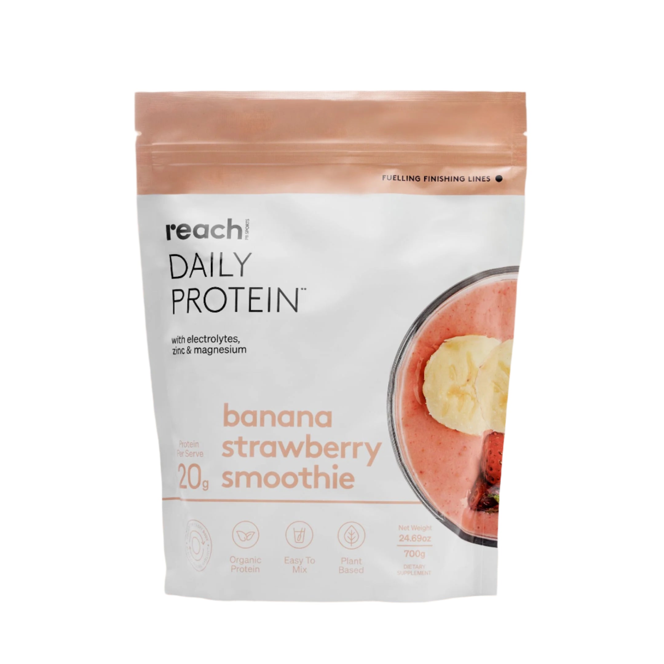 reach Daily Protein Banana Strawberry Smoothie 700g (25 Serves) 