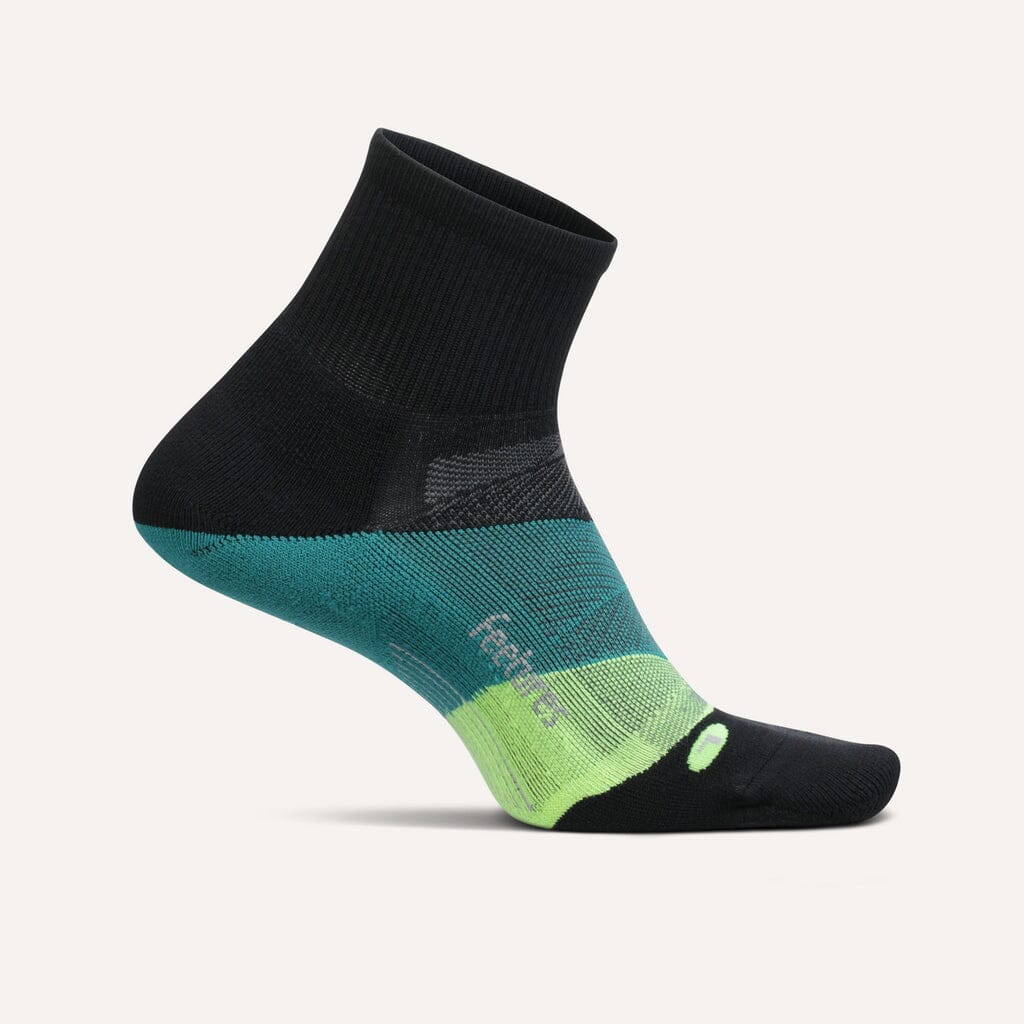 Feetures Elite Light Cushion Quarter Socks Bust Out Black Medium 