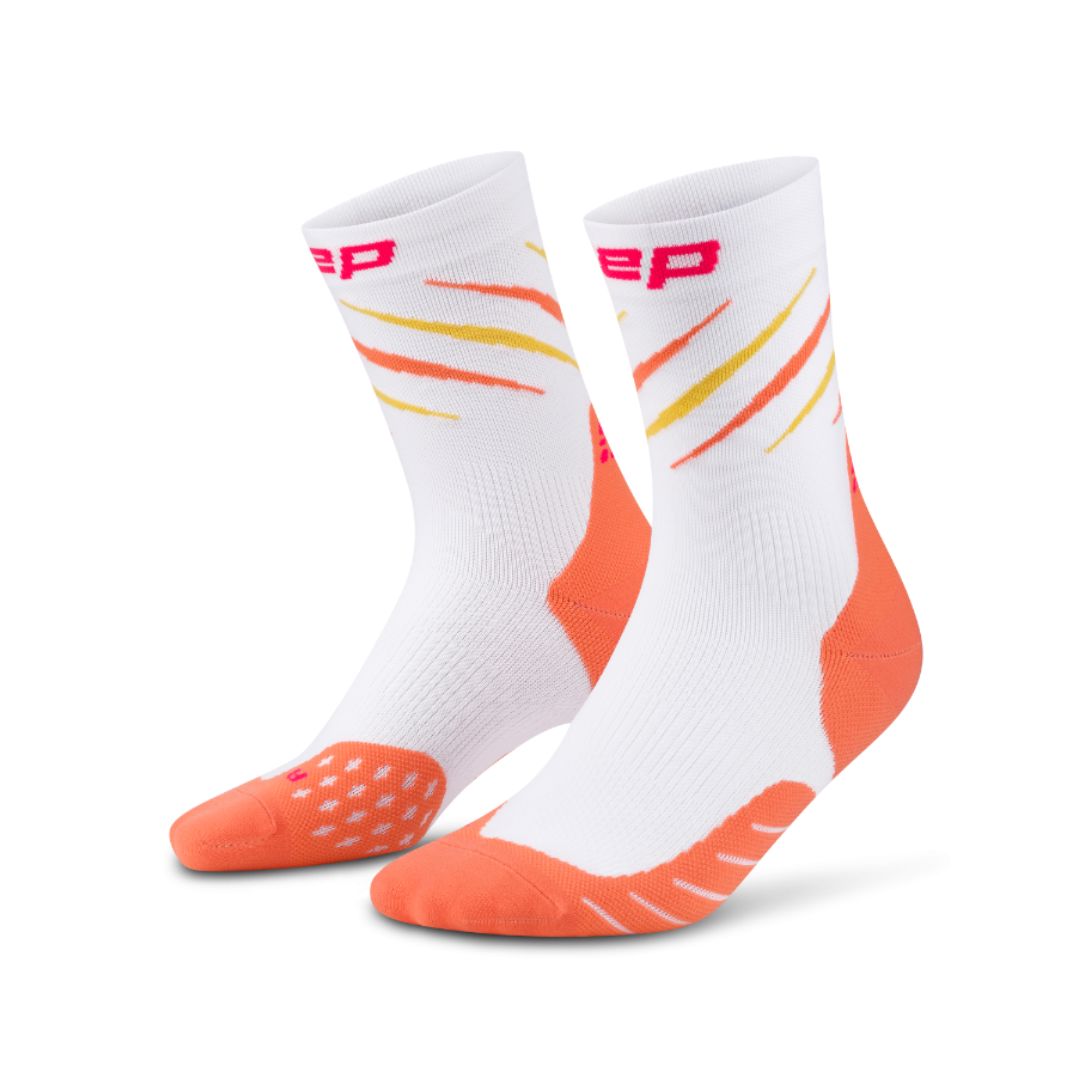 CEP Core Run Edt. Claws Socks Mid Cut Socks, Men White/Coral III 