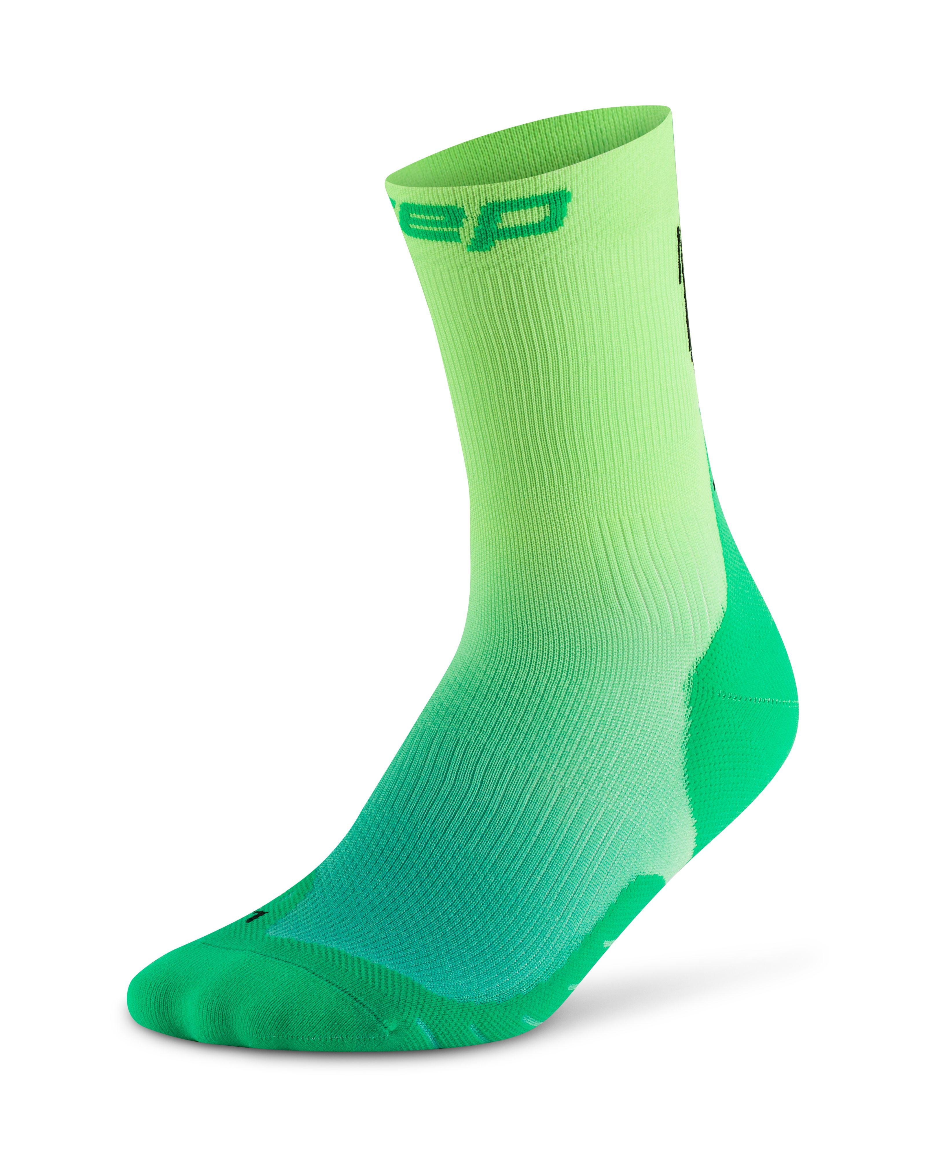 CEP Core Run Gradient Mid Cut Compression Socks 5.0, Women's Green/Lime II 