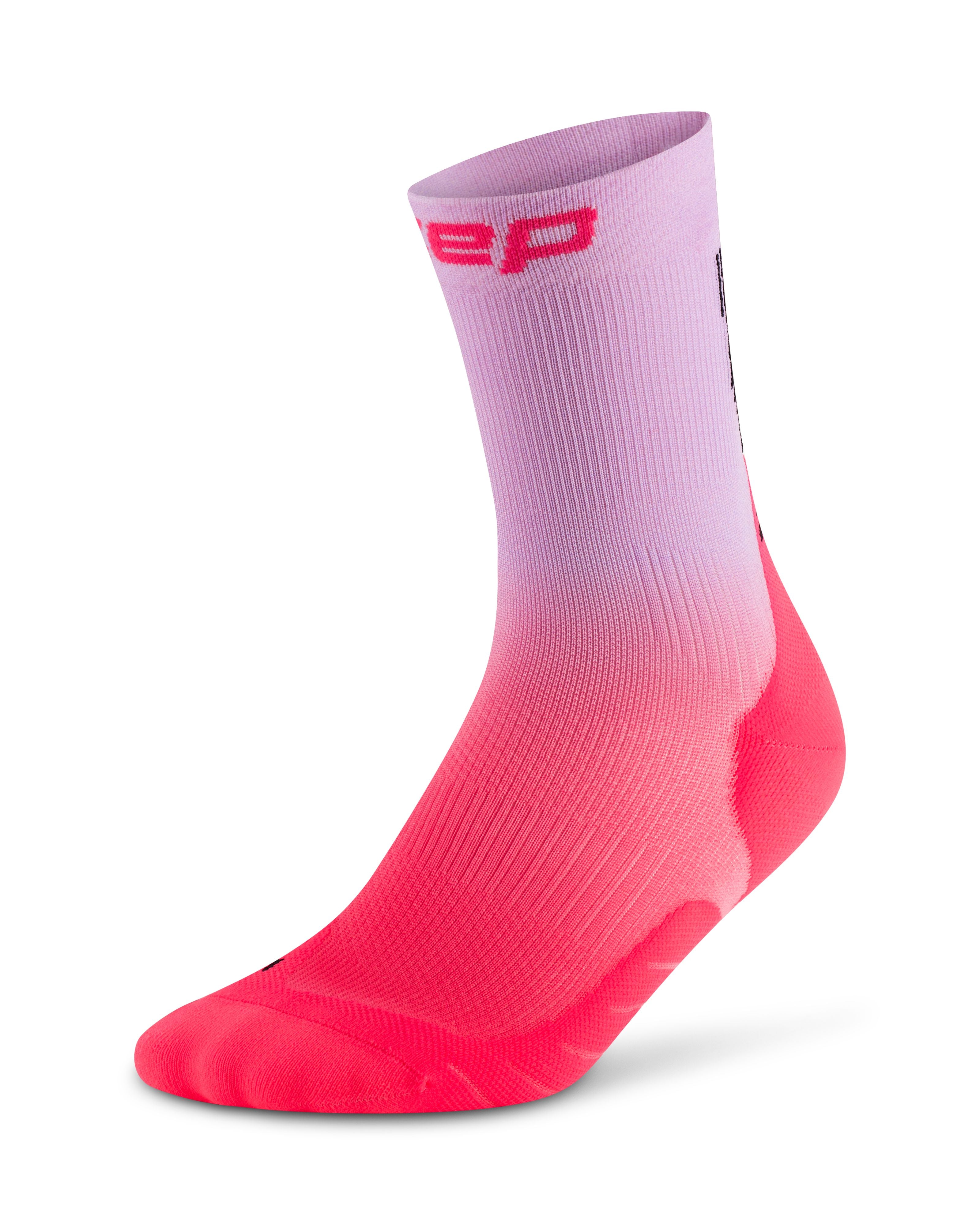 CEP Core Run Gradient Mid Cut Compression Socks 5.0, Women's Pink/Lilac II 