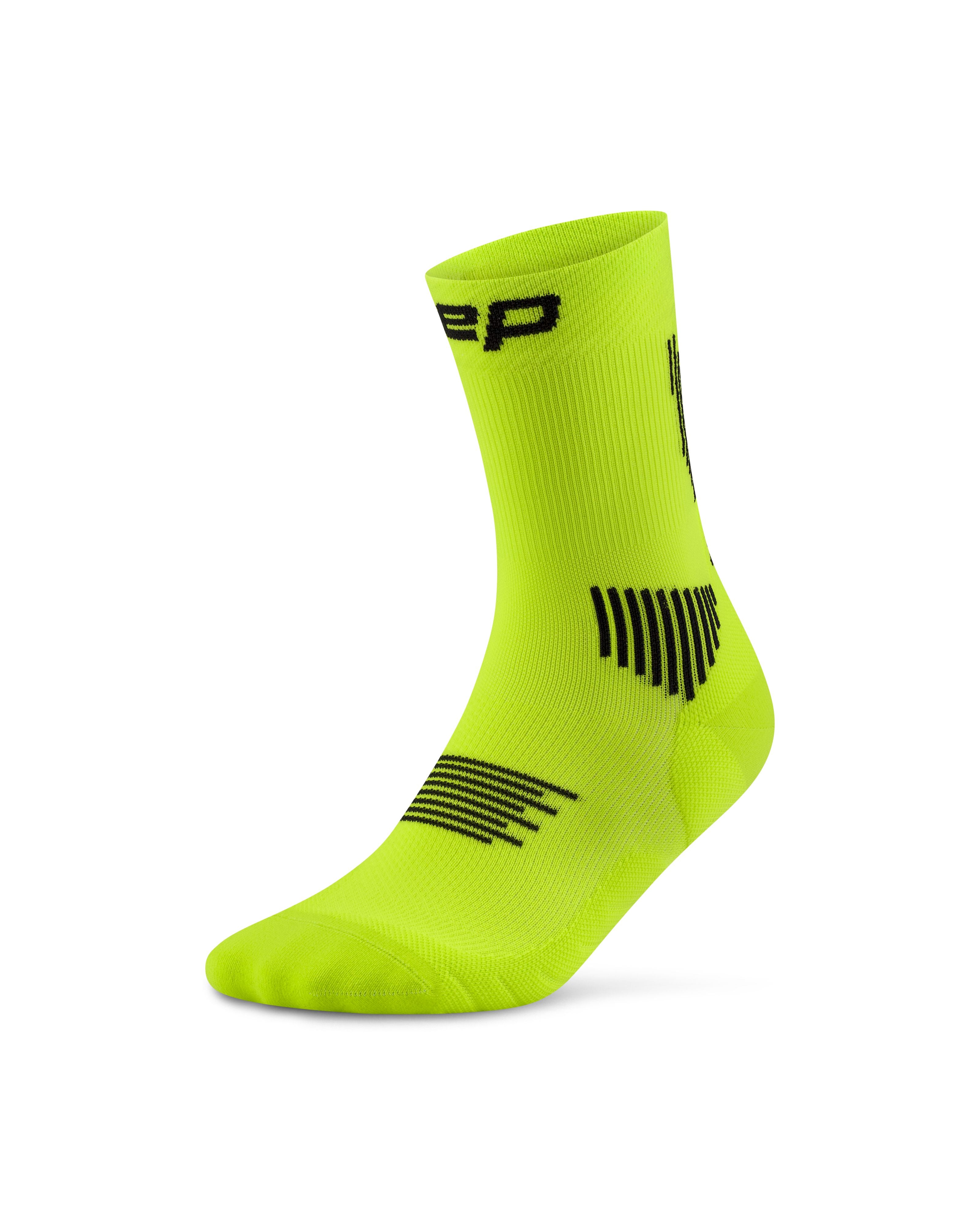 CEP Core Run Mid Cut Compression Socks 5.0, Women's Lime/Black II 