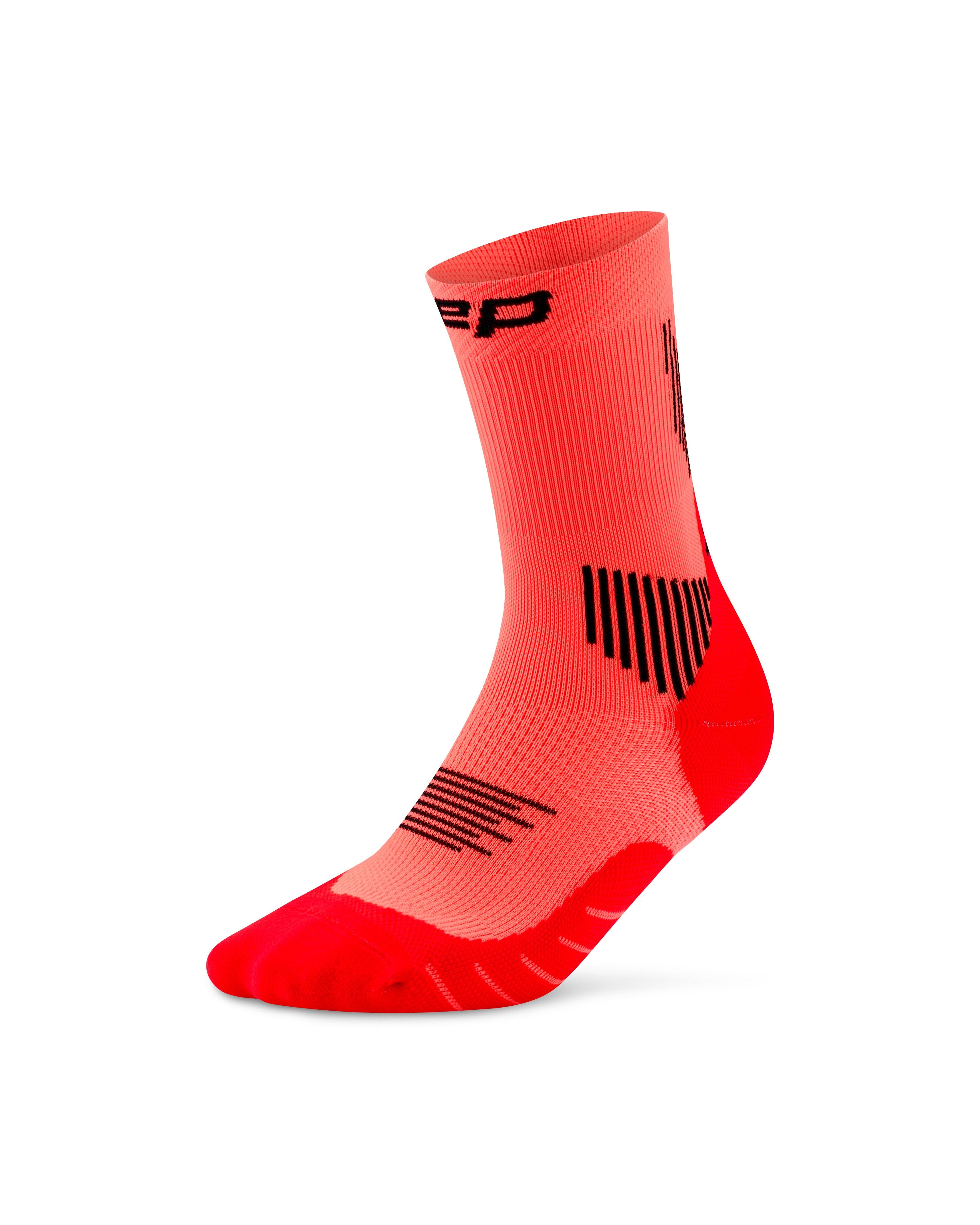 CEP Core Run Mid Cut Compression Socks 5.0, Women's Neon Coral II 